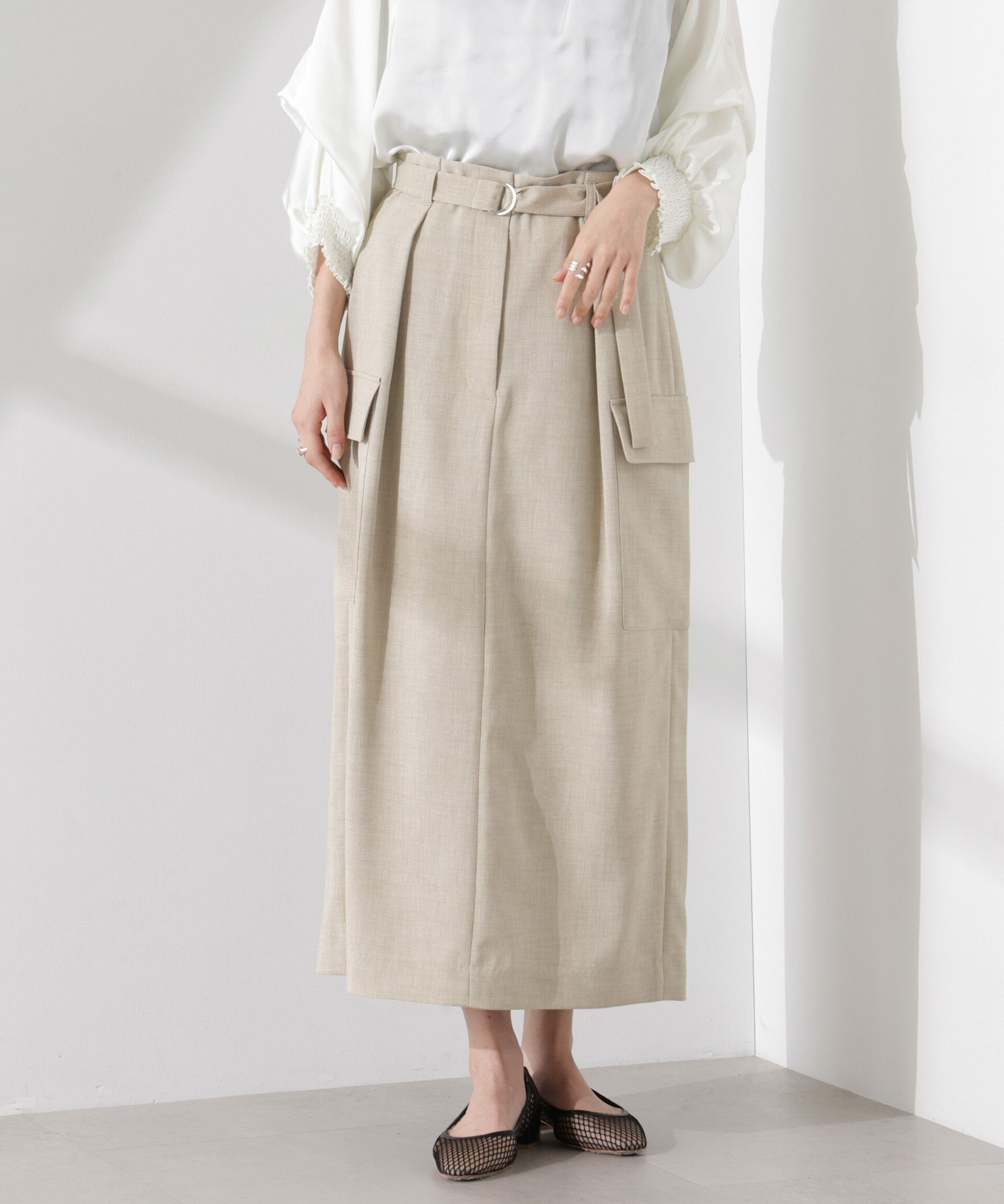nano･universe「多機能素材ベルト付ポケットディティールスカート（セットアップ可）」|スカート|