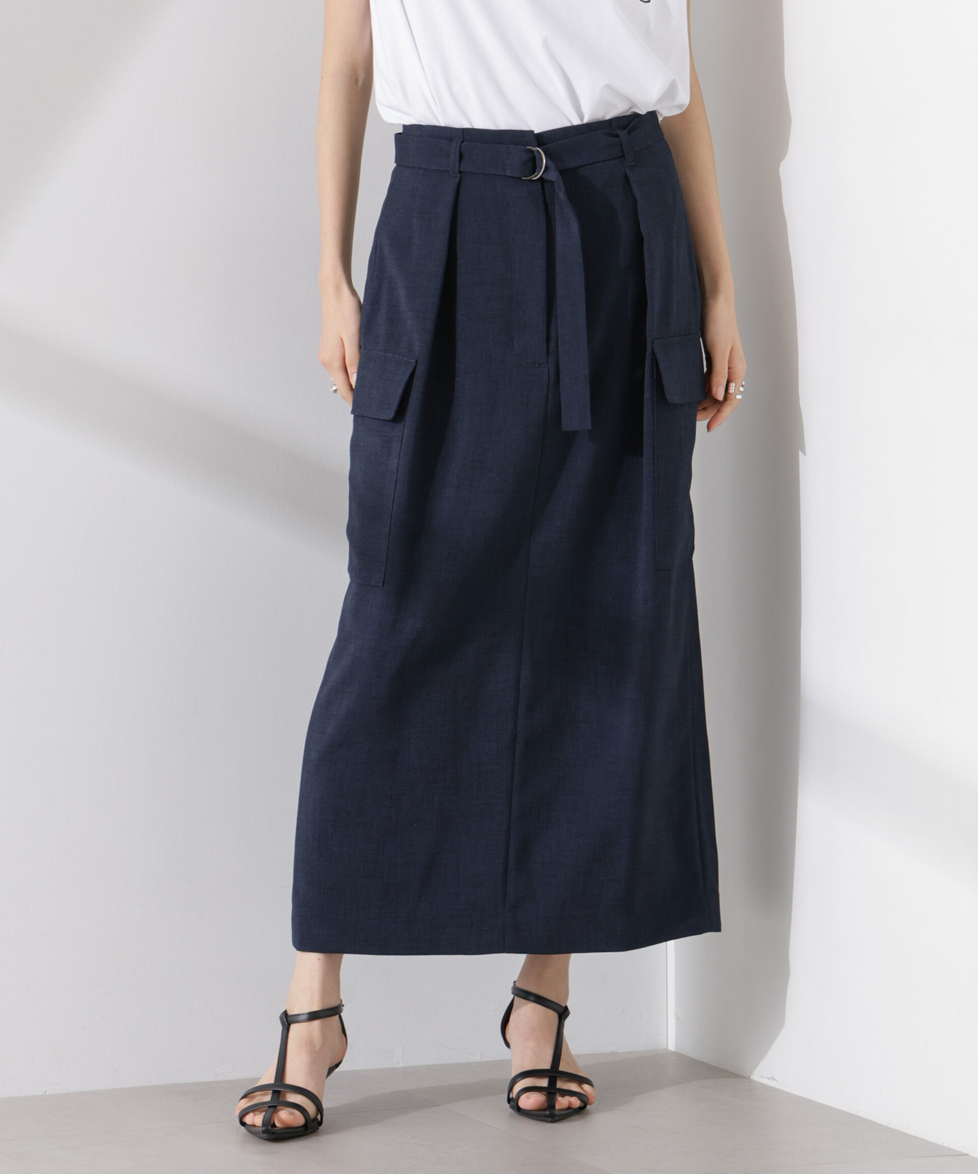 nano･universe「多機能素材ベルト付ポケットディティールスカート（セットアップ可）」|スカート|