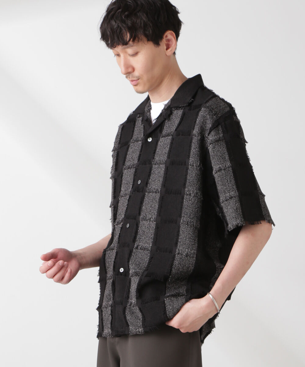 nano･universe「カットジャガードフリンジシャツ」|シャツ・ブラウス|ブラック