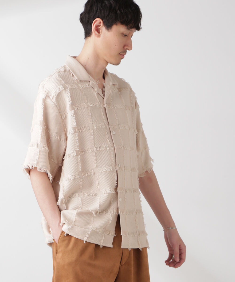 nano･universe「カットジャガードフリンジシャツ」|シャツ・ブラウス|