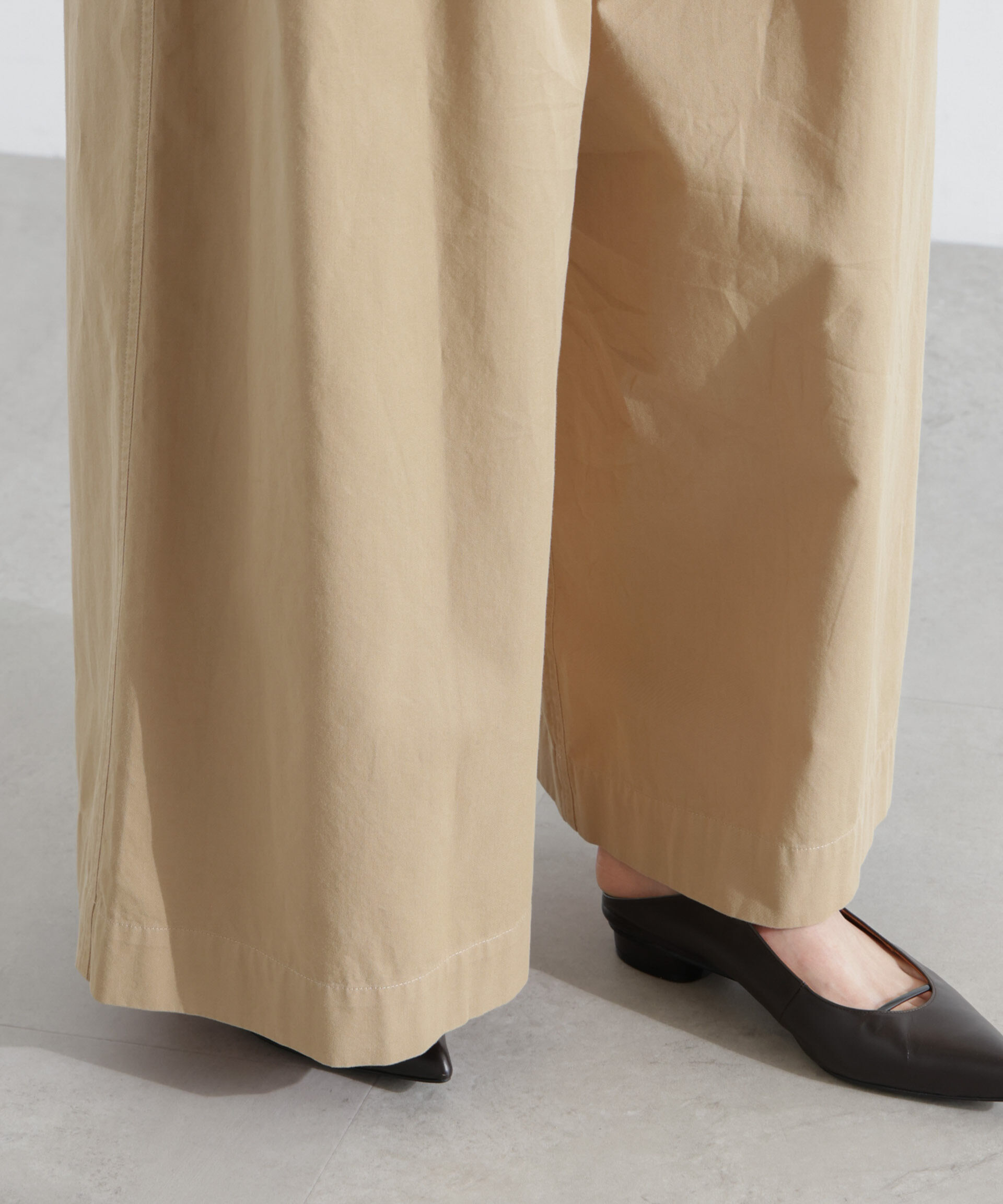 nano･universe「コットンタックワイドパンツ」|チノ|