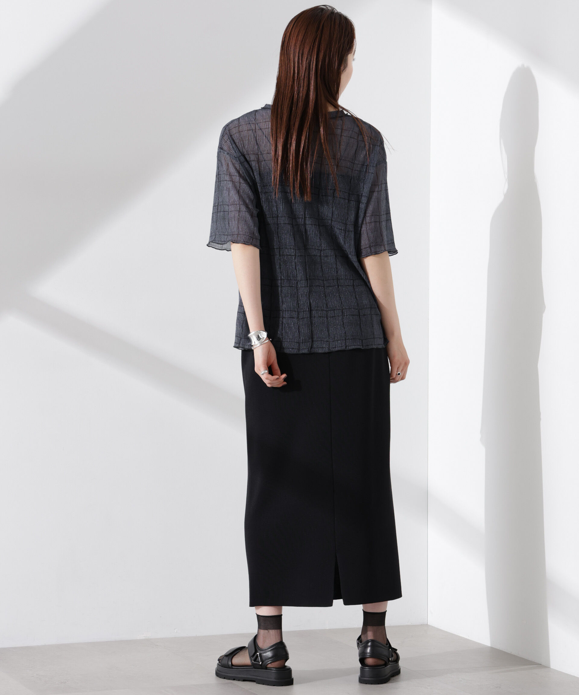 nano･universe「楊柳チェックシアーカットTシャツ」|Tシャツ・カットソー|