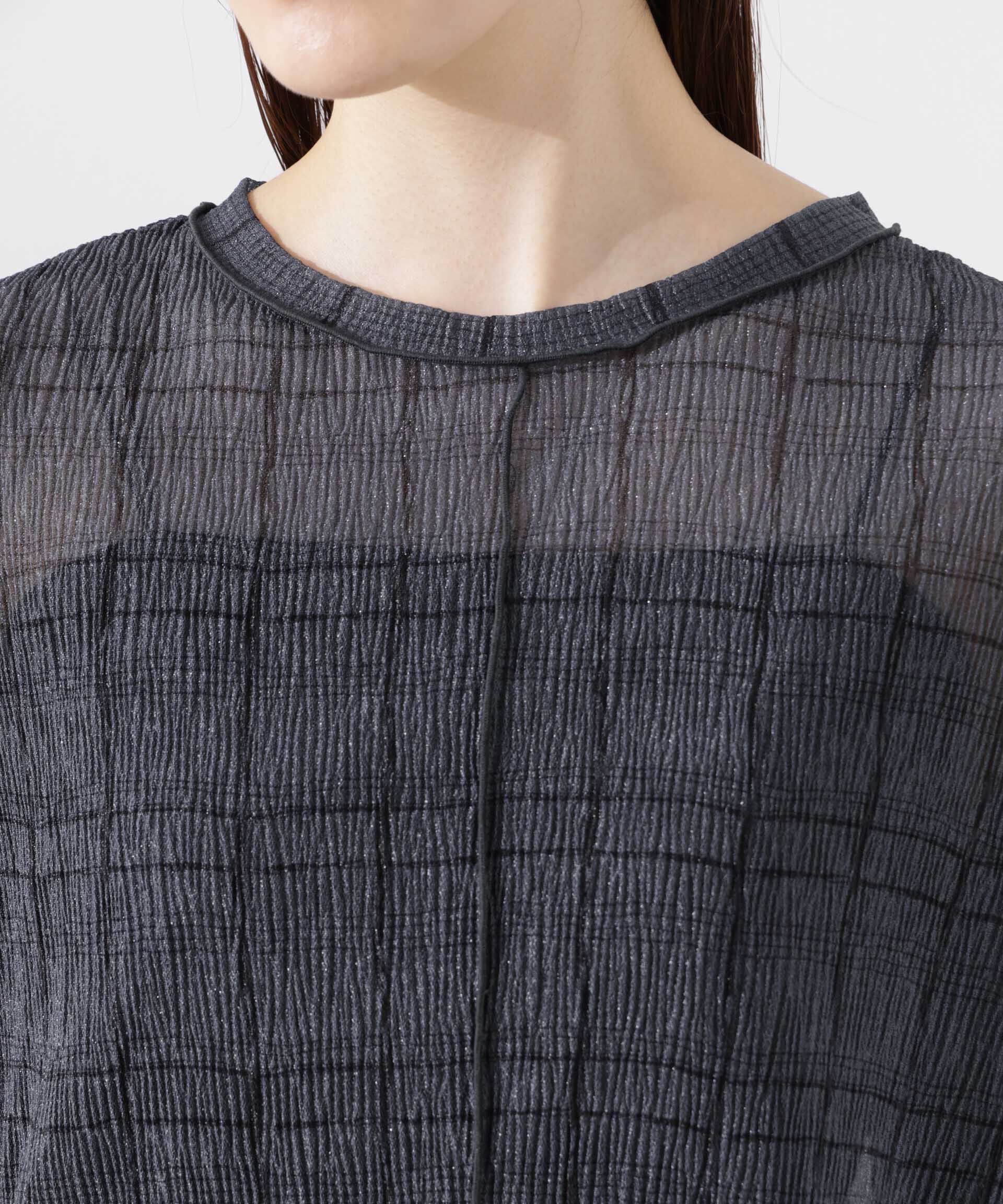 nano･universe「楊柳チェックシアーカットTシャツ」|Tシャツ・カットソー|