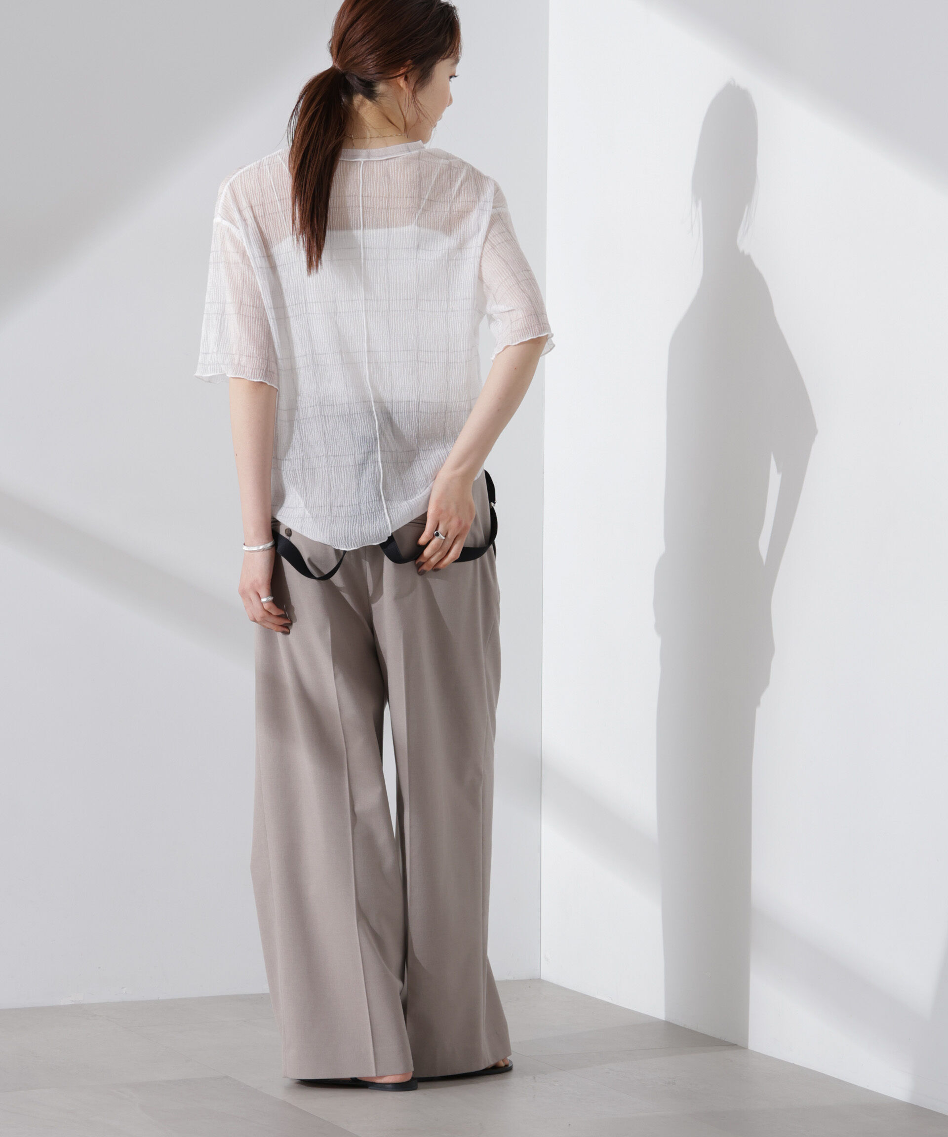 nano･universe「楊柳チェックシアーカットTシャツ」|Tシャツ・カットソー|