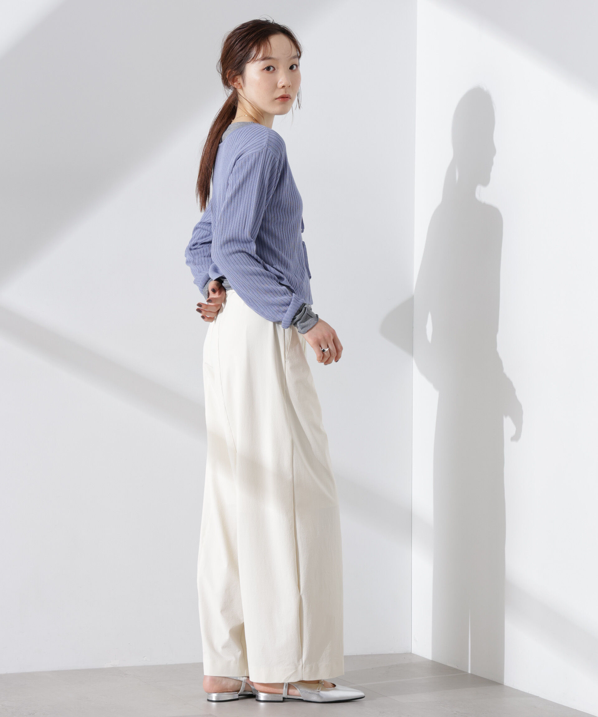 nano･universe「前後2wayリボン開きカーディガン」|ニット・セーター|