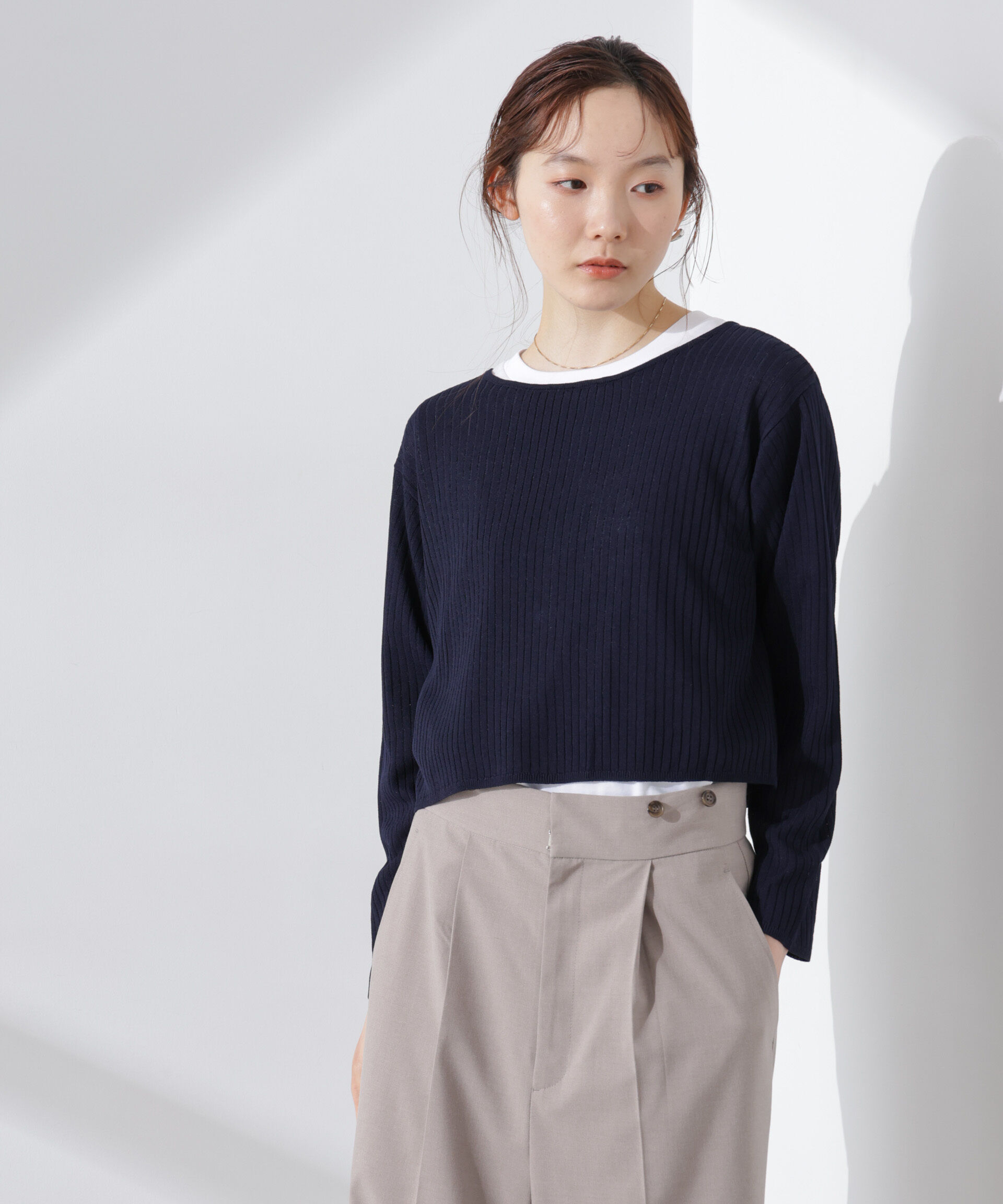 nano･universe「前後2wayリボン開きカーディガン」|ニット・セーター|