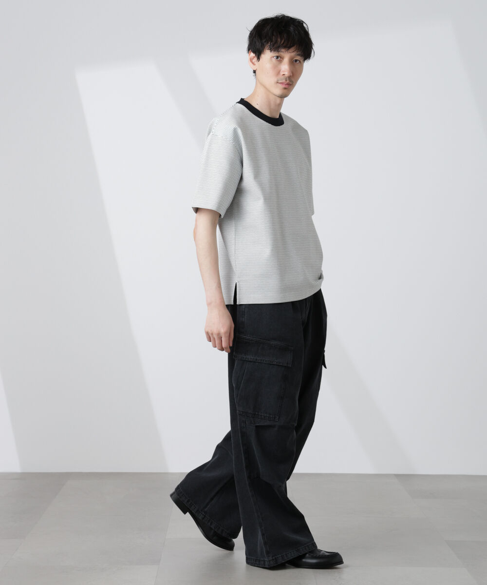 nano･universe「ビッグポケットデニムワイドカーゴパンツ」|チノ|