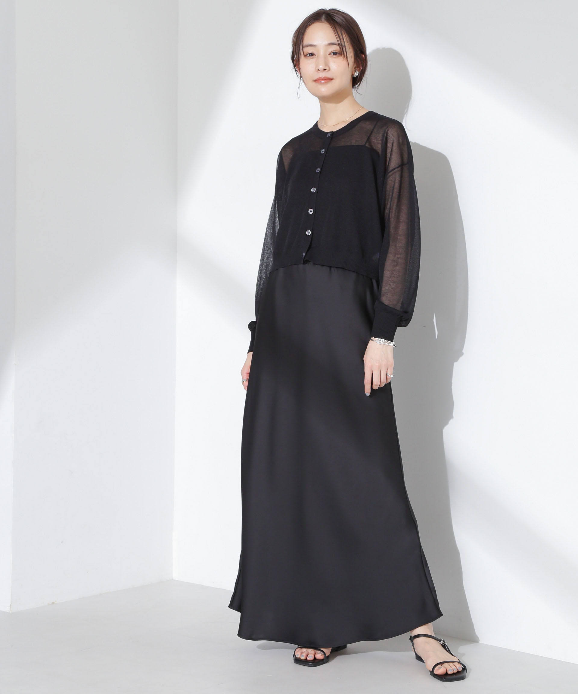 nano･universe「サテンフレアスカート」|スカート|