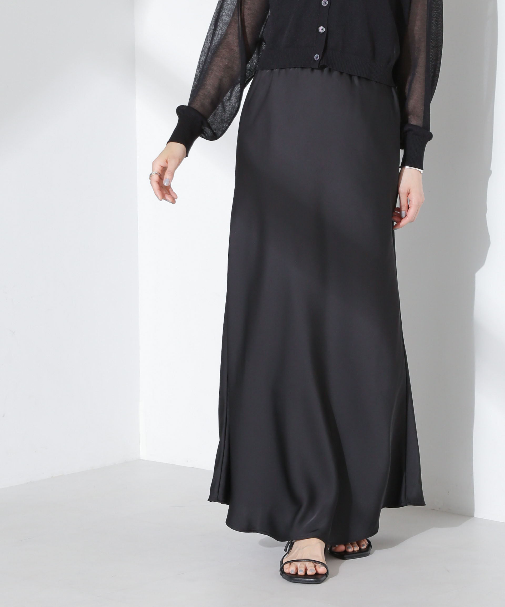 nano･universe「サテンフレアスカート」|スカート|