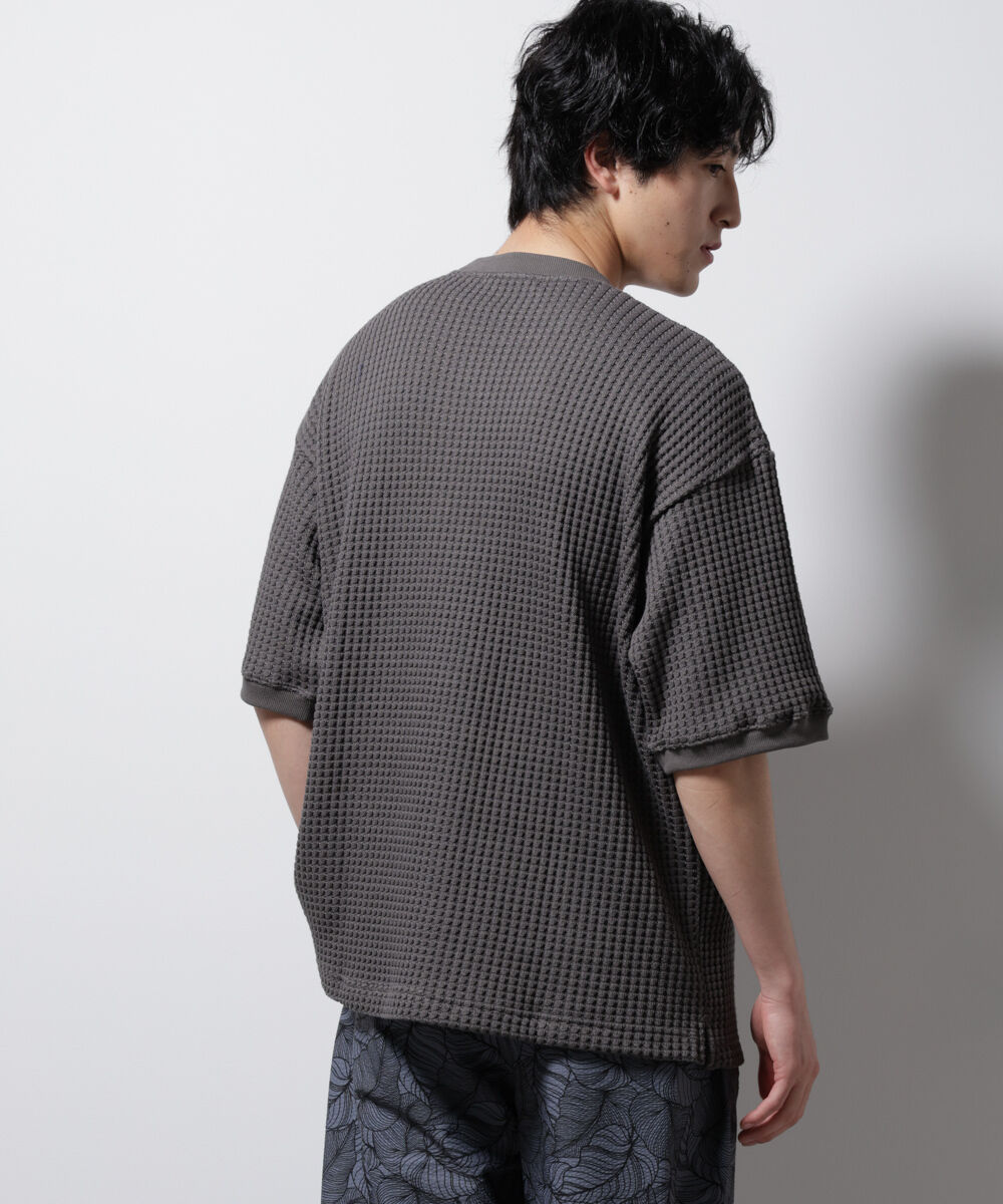 nano･universe「オニワッフルビッグTシャツ 五分袖」|Tシャツ・カットソー|