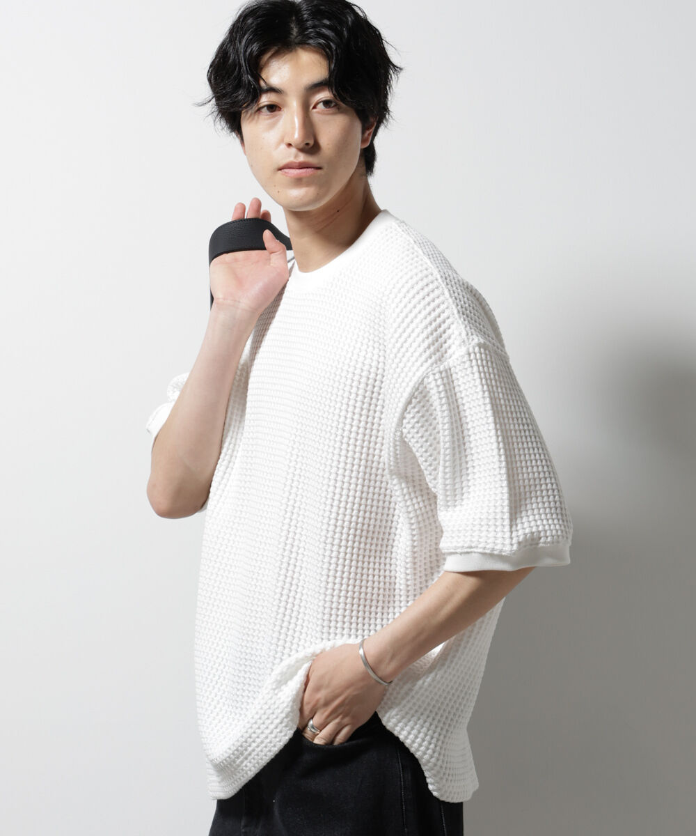 nano･universe「オニワッフルビッグTシャツ 五分袖」|Tシャツ・カットソー|