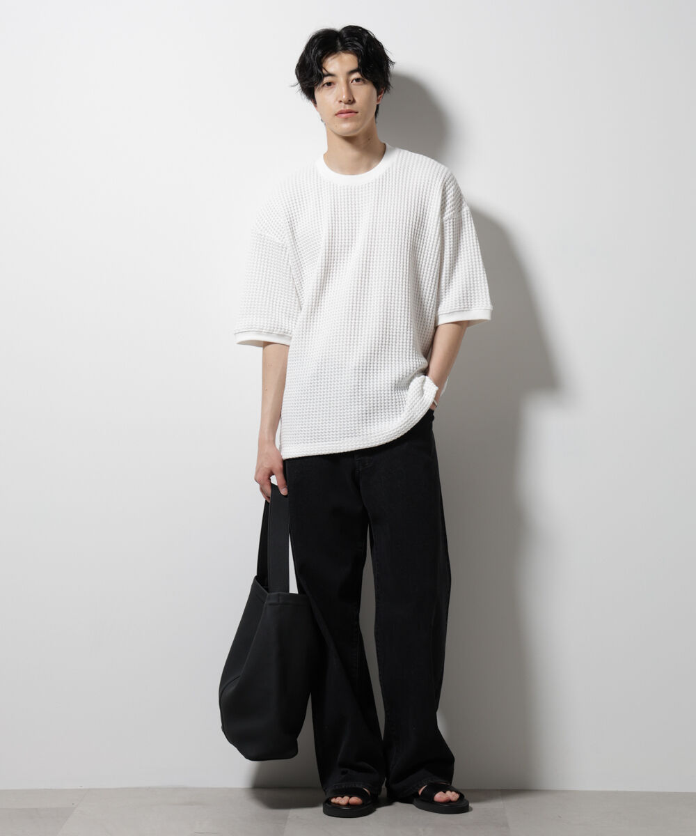 nano･universe「オニワッフルビッグTシャツ 五分袖」|Tシャツ・カットソー|