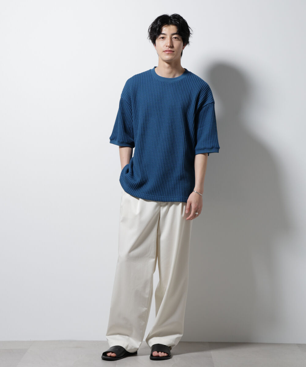 nano･universe「オニワッフルビッグTシャツ 五分袖」|Tシャツ・カットソー|