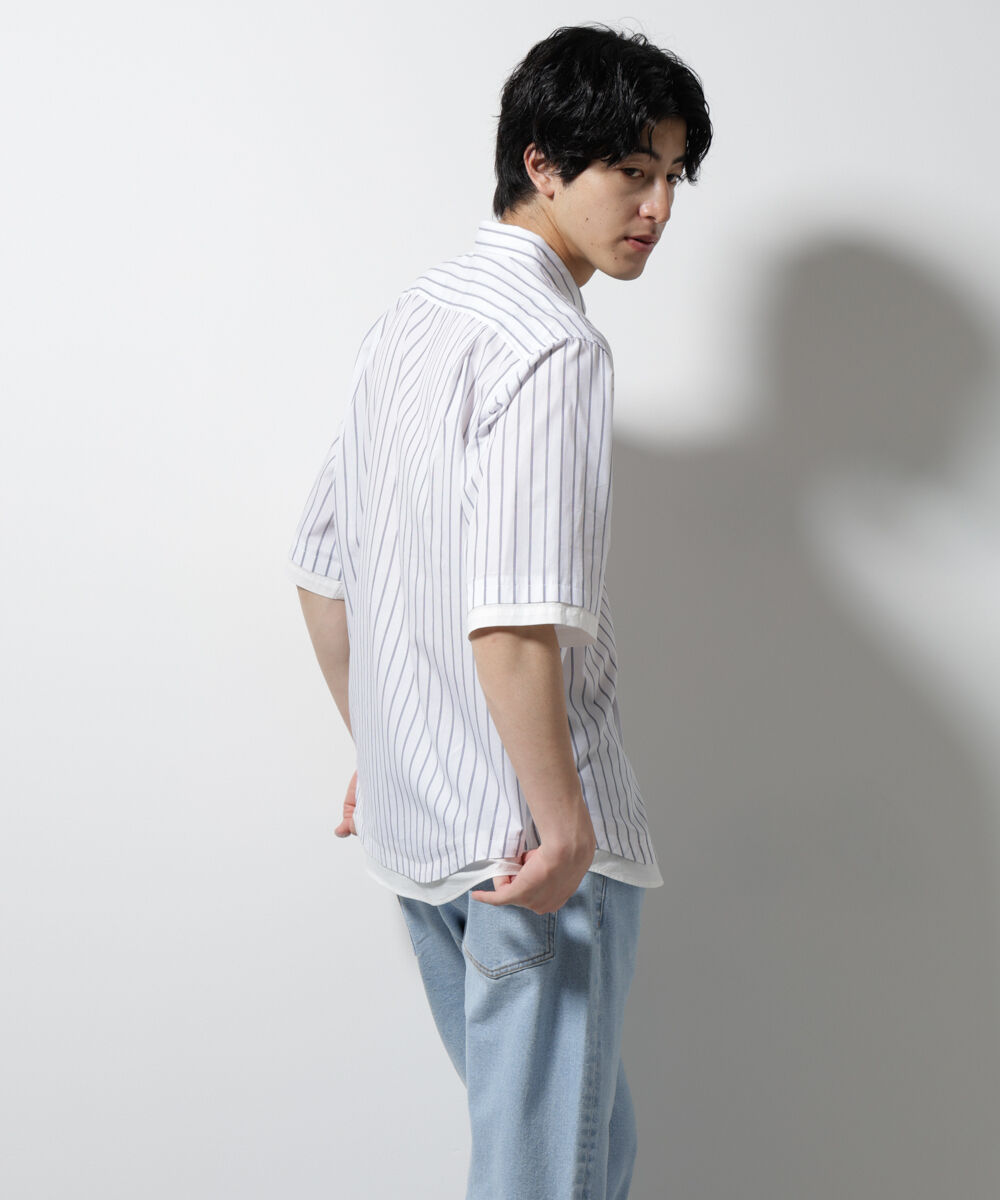 nano･universe「クレイジーストライプシャツ 半袖 2」|シャツ・ブラウス|