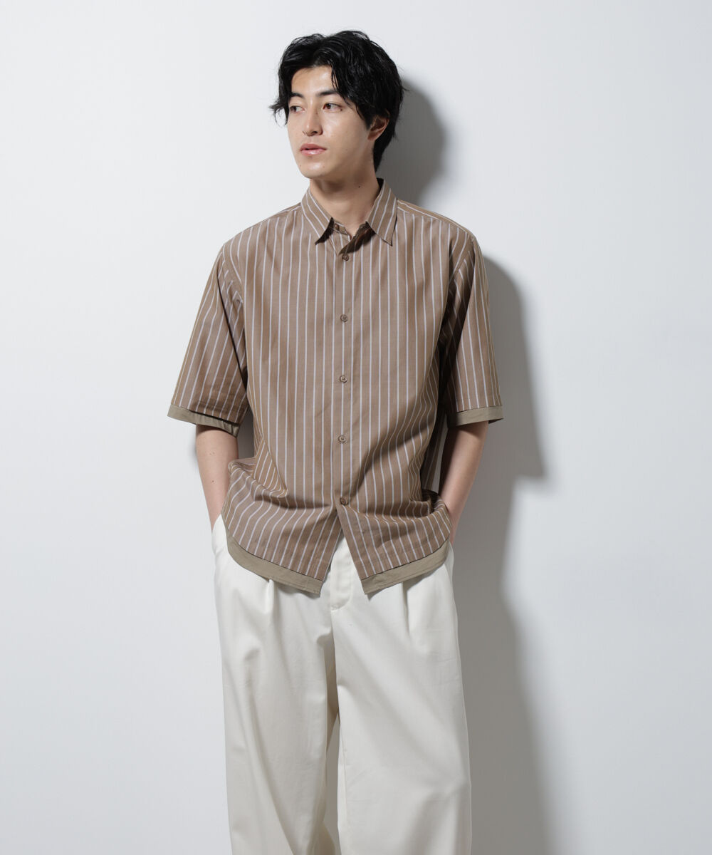 nano･universe「クレイジーストライプシャツ 半袖 2」|シャツ・ブラウス|