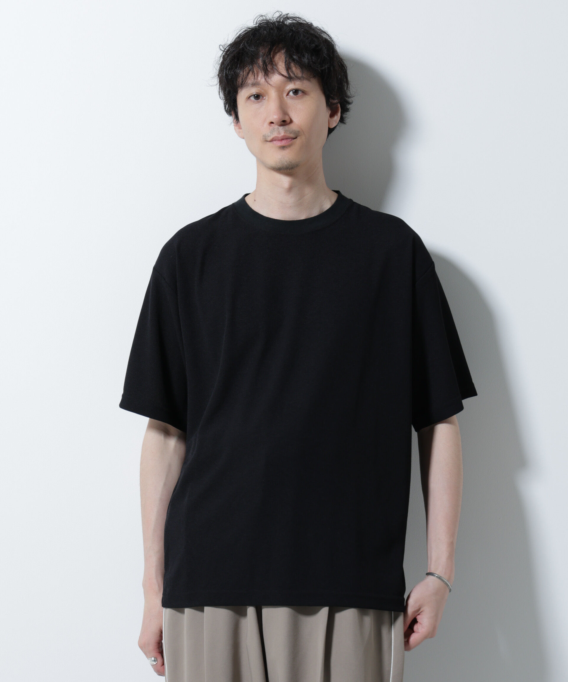 nano･universe「メランジサーフニットＴシャツ半袖」|ニット・セーター|ブラック