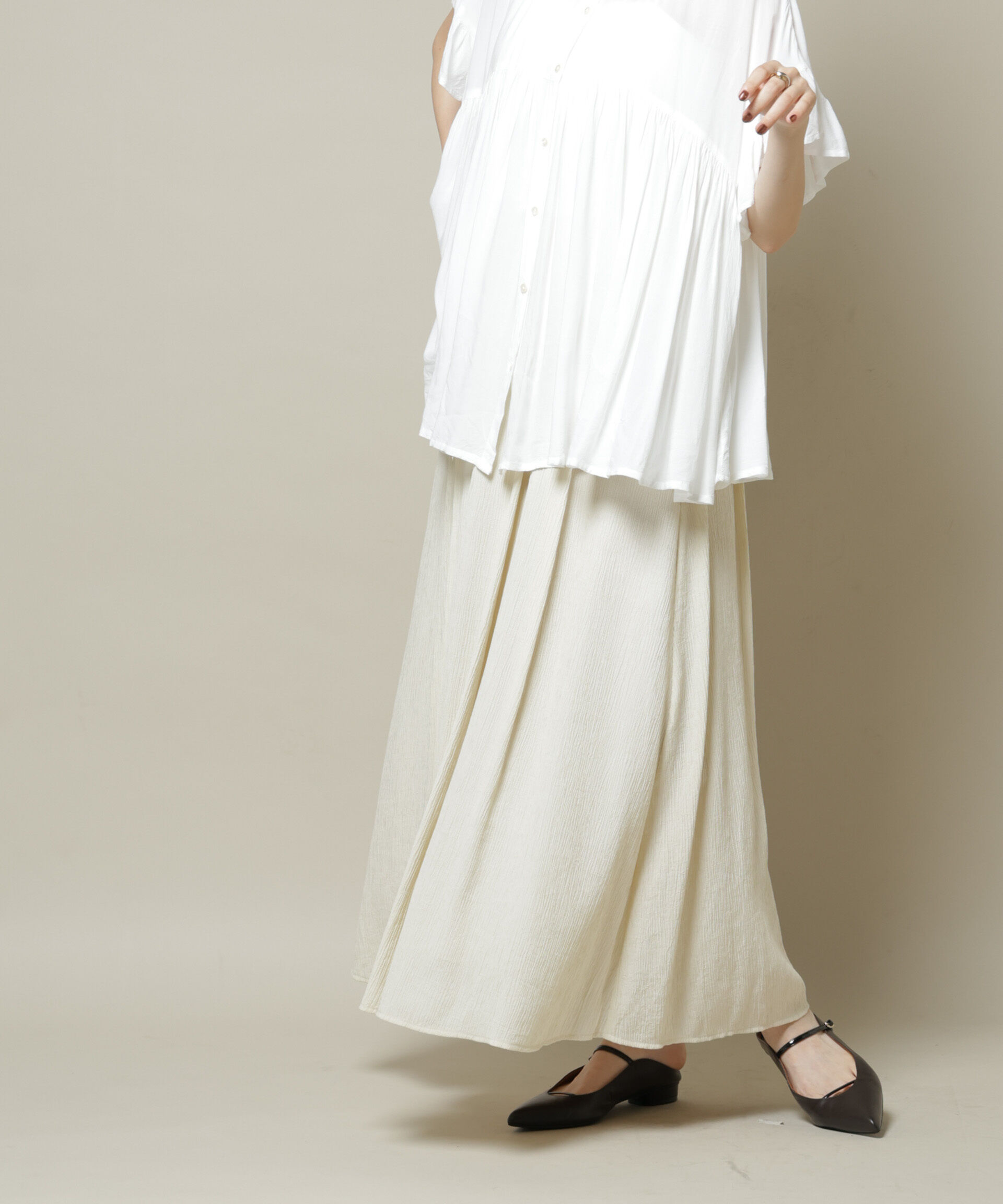 nano･universe「楊柳タックフレアスカート」|スカート|