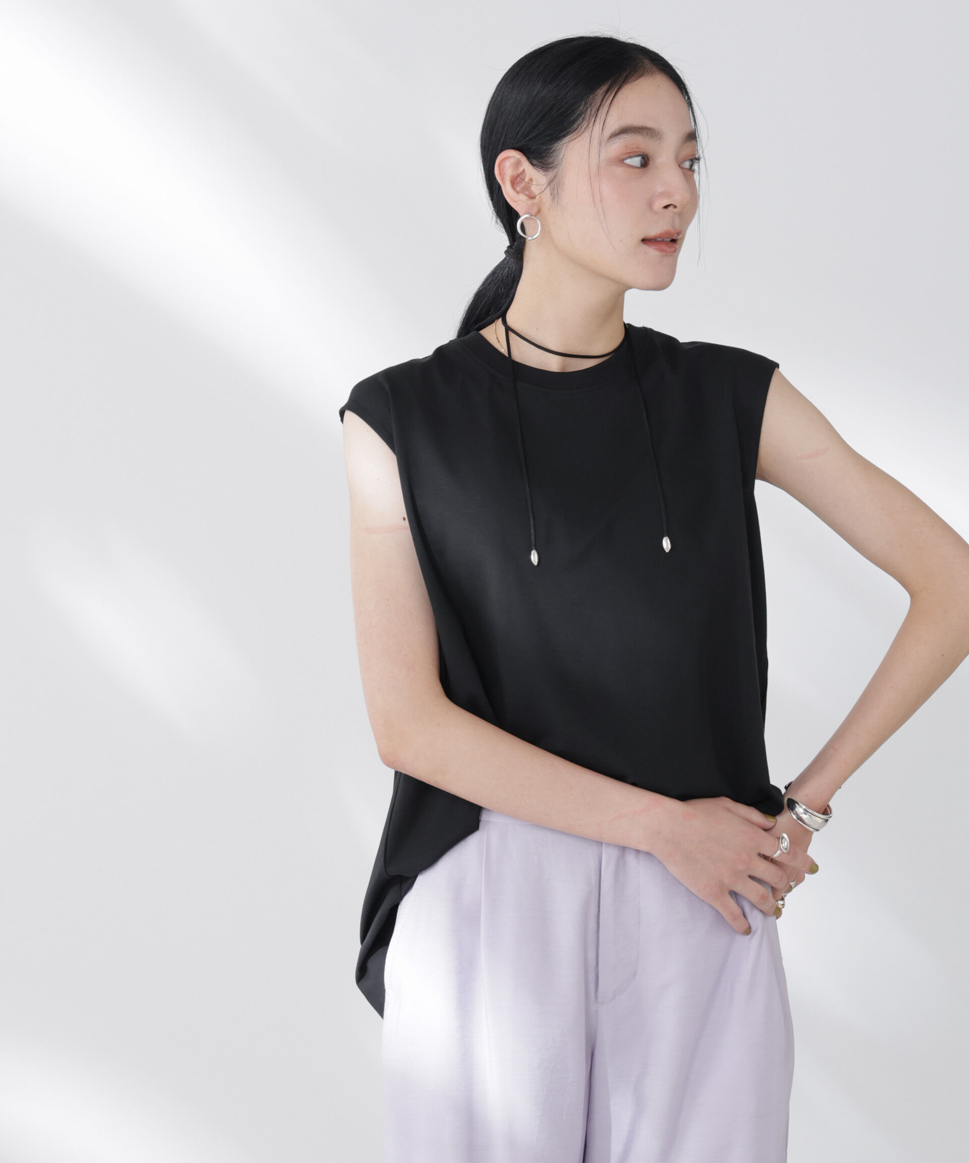 nano･universe「NANOFINE強撚コットンノースリーブトップス」|Tシャツ・カットソー|