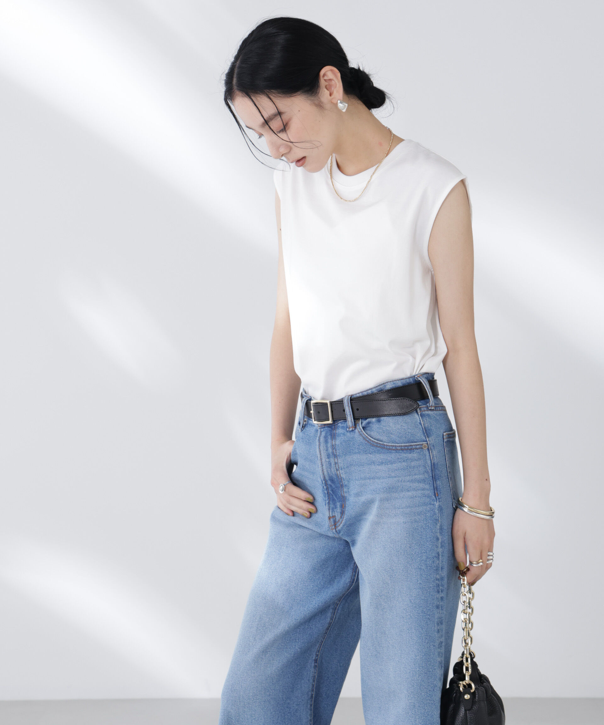 nano･universe「NANOFINE強撚コットンノースリーブトップス」|Tシャツ・カットソー|