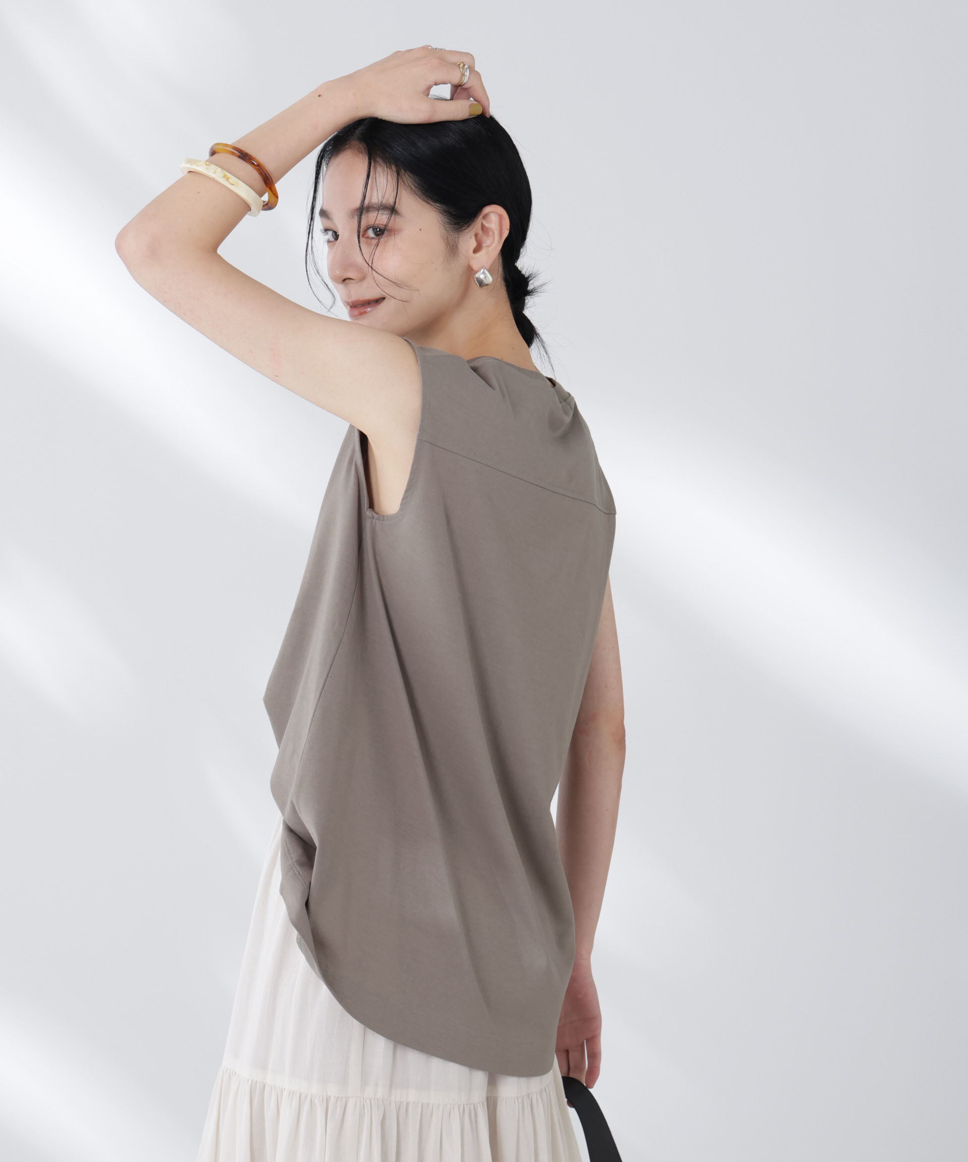 nano･universe「NANOFINE強撚コットンノースリーブトップス」|Tシャツ・カットソー|