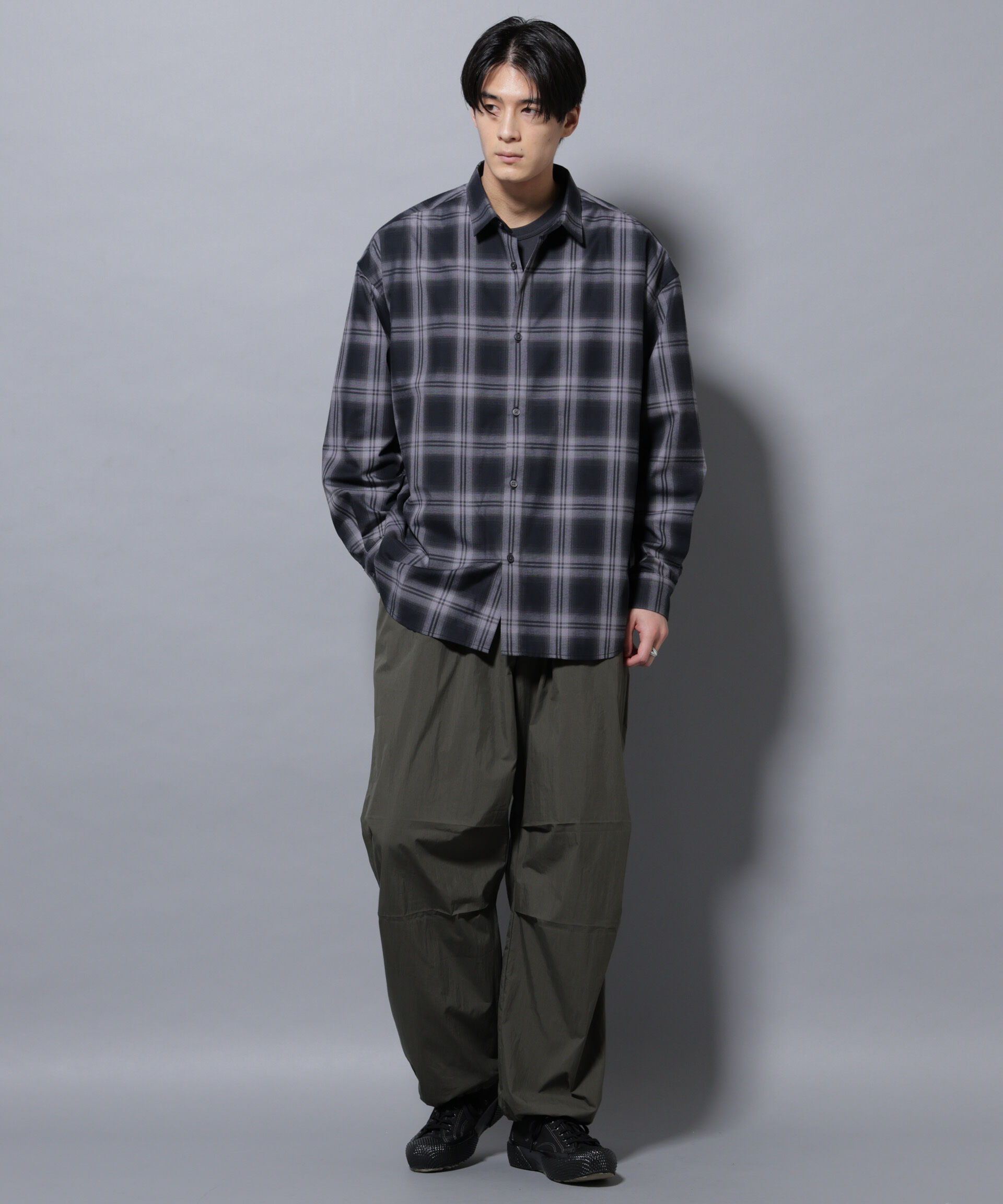 nano･universe「ビッグドレープチェックシャツ 長袖」|シャツ・ブラウス|