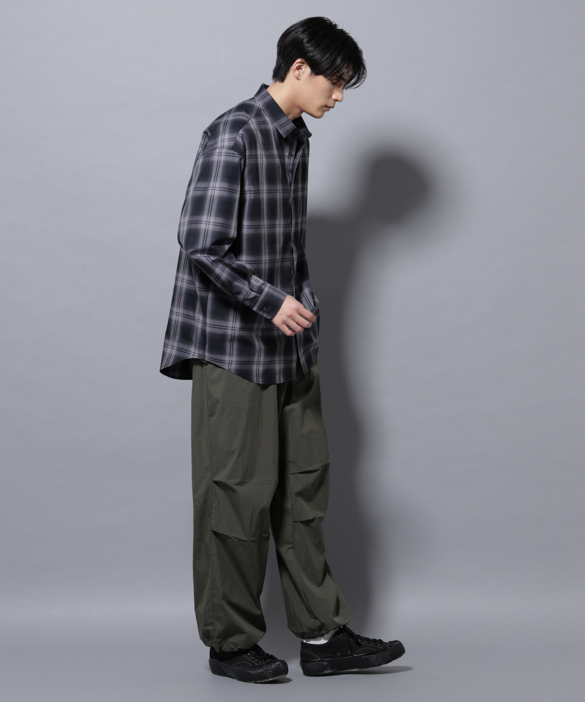 nano･universe「ビッグドレープチェックシャツ 長袖」|シャツ・ブラウス|