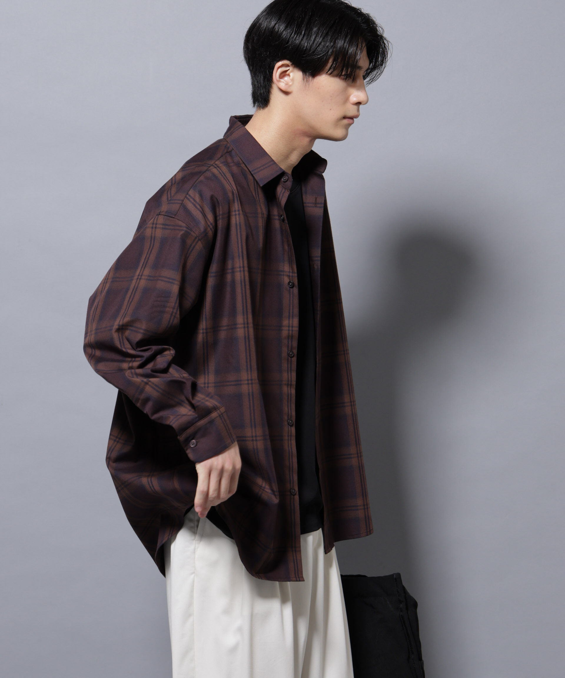 nano･universe「ビッグドレープチェックシャツ 長袖」|シャツ・ブラウス|