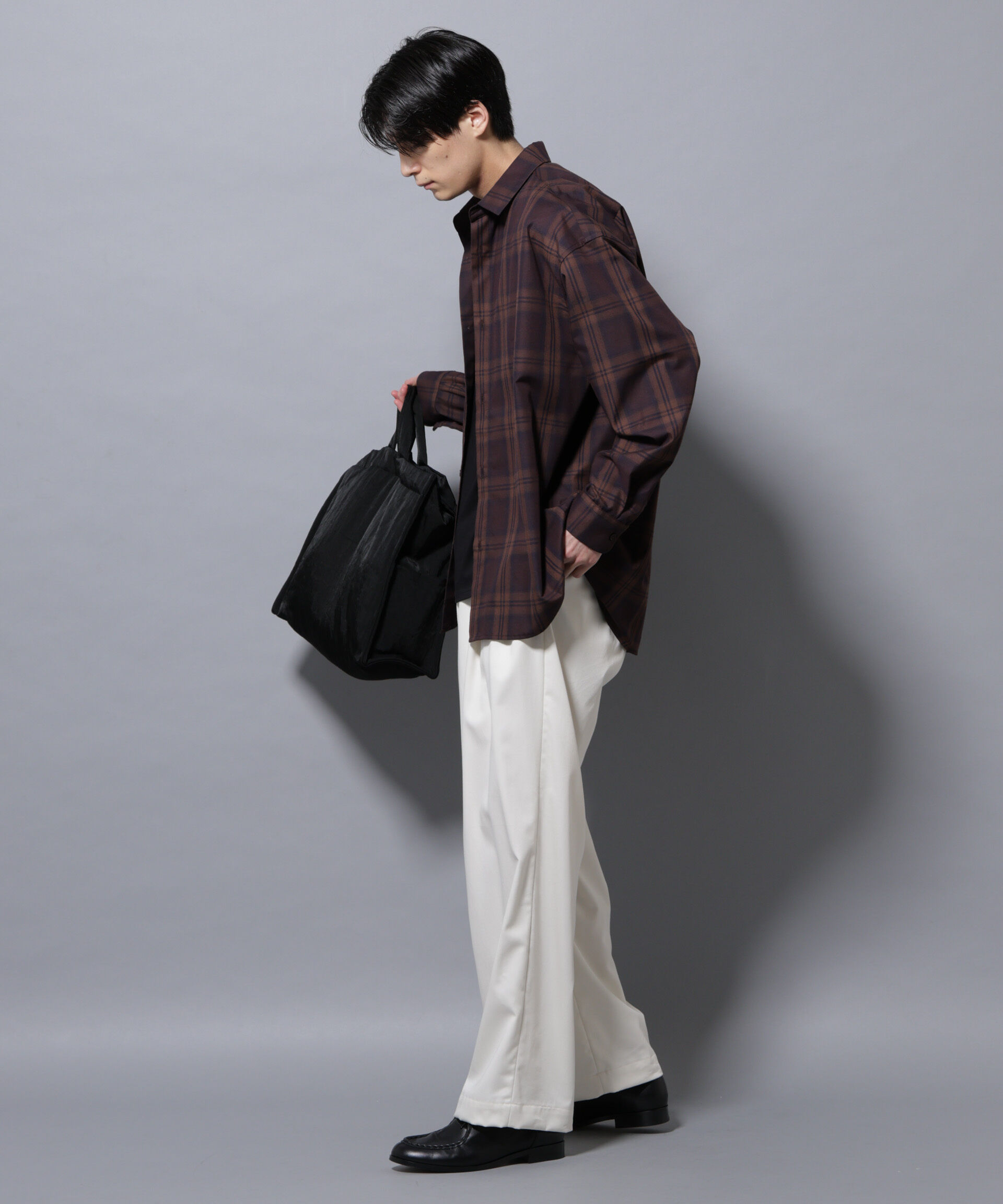 nano･universe「ビッグドレープチェックシャツ 長袖」|シャツ・ブラウス|