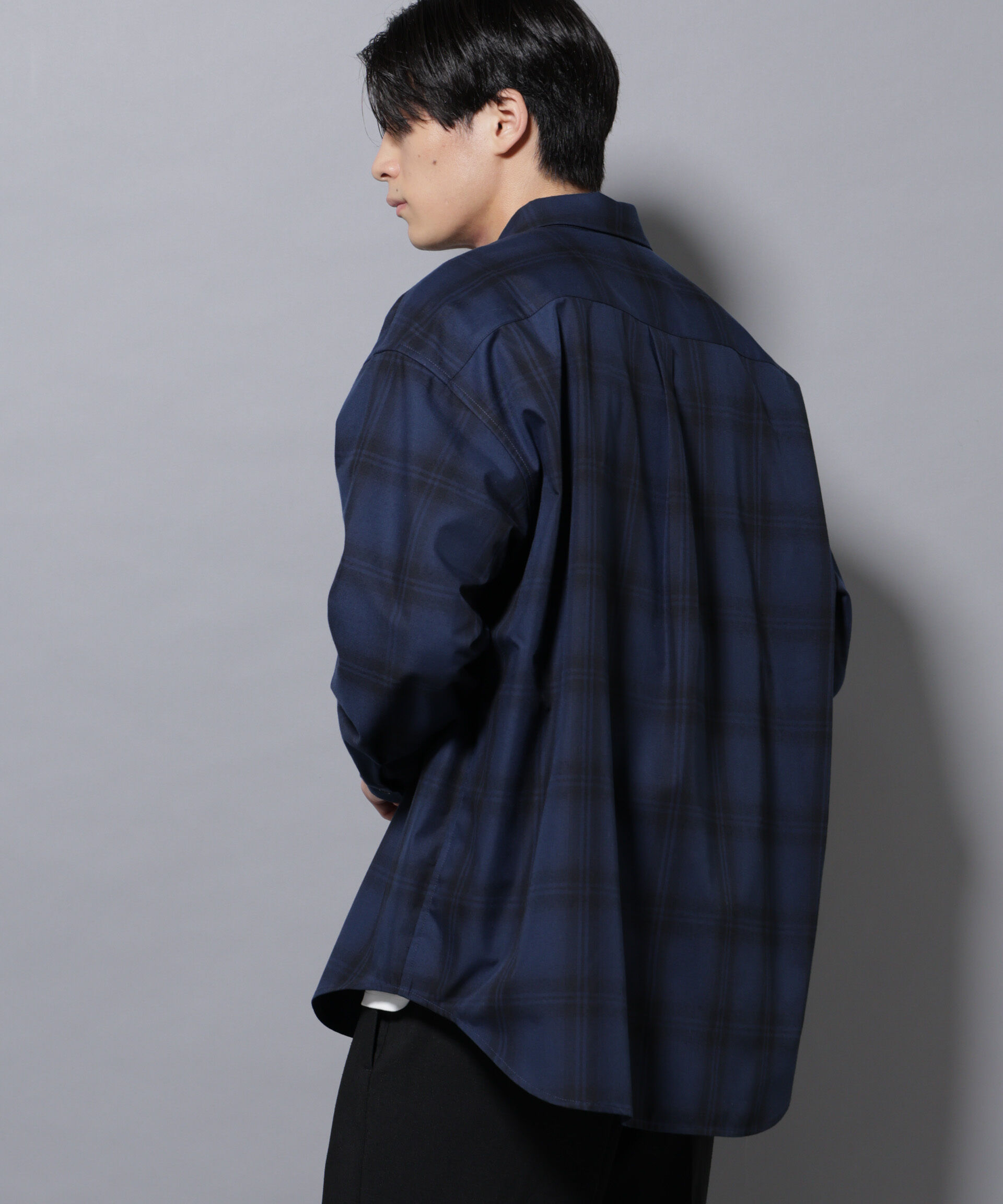 nano･universe「ビッグドレープチェックシャツ 長袖」|シャツ・ブラウス|