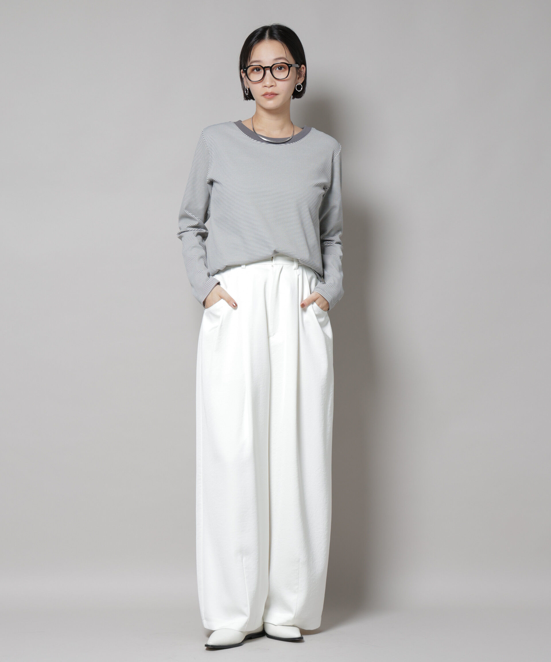 nano･universe「ミジンボーダーロングスリーブTシャツ」|Tシャツ・カットソー|