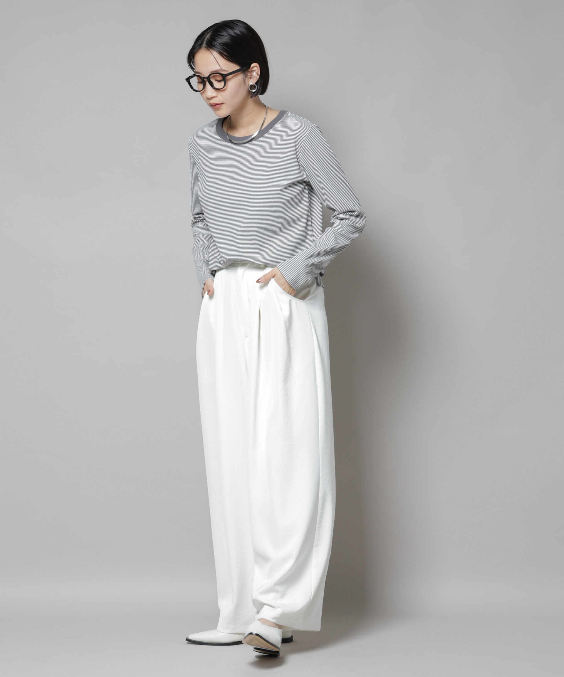 nano･universe「ミジンボーダーロングスリーブTシャツ」|Tシャツ・カットソー|