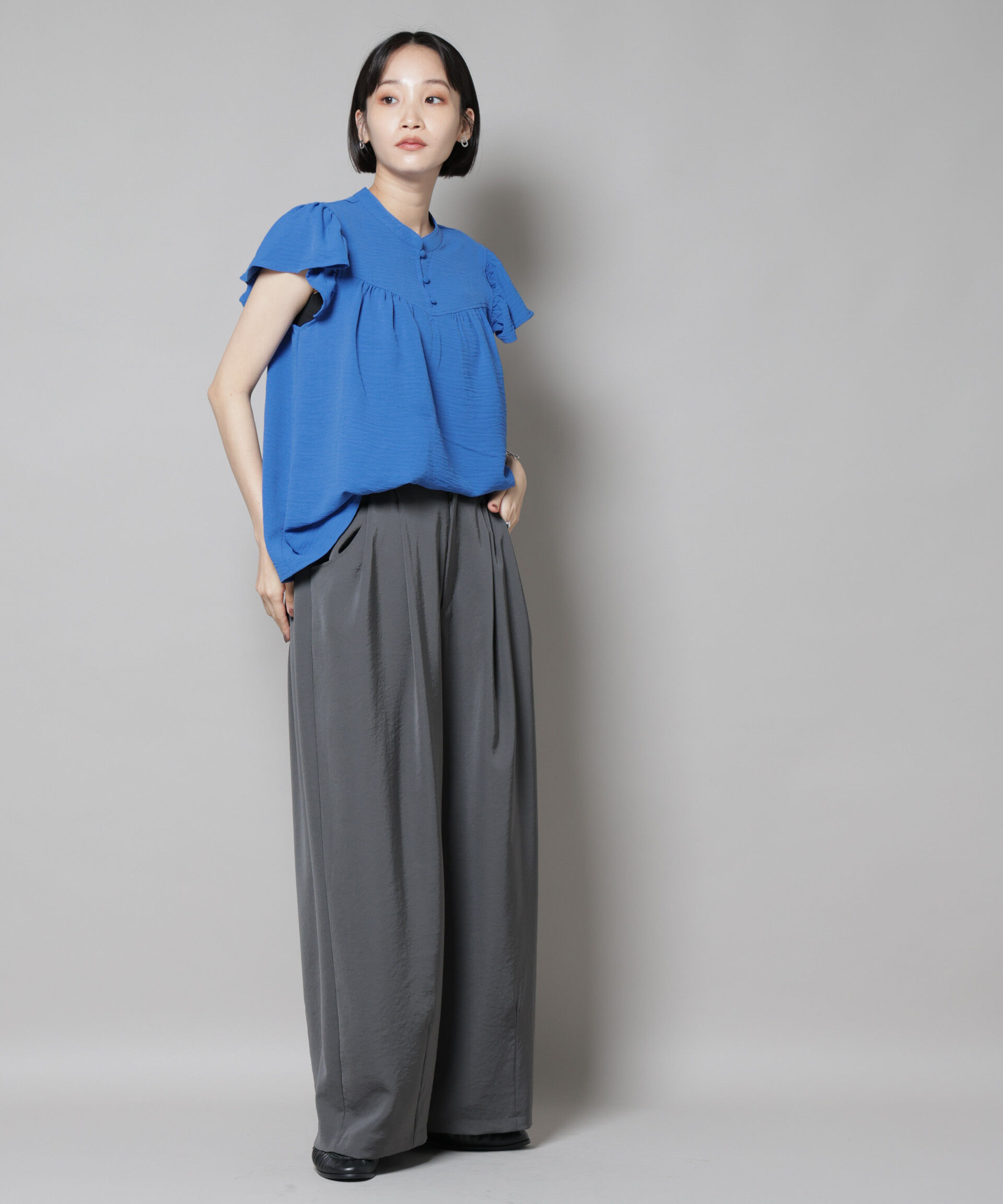 nano･universe「フリルスリーブブラウス(セットアップ可)」|シャツ・ブラウス|