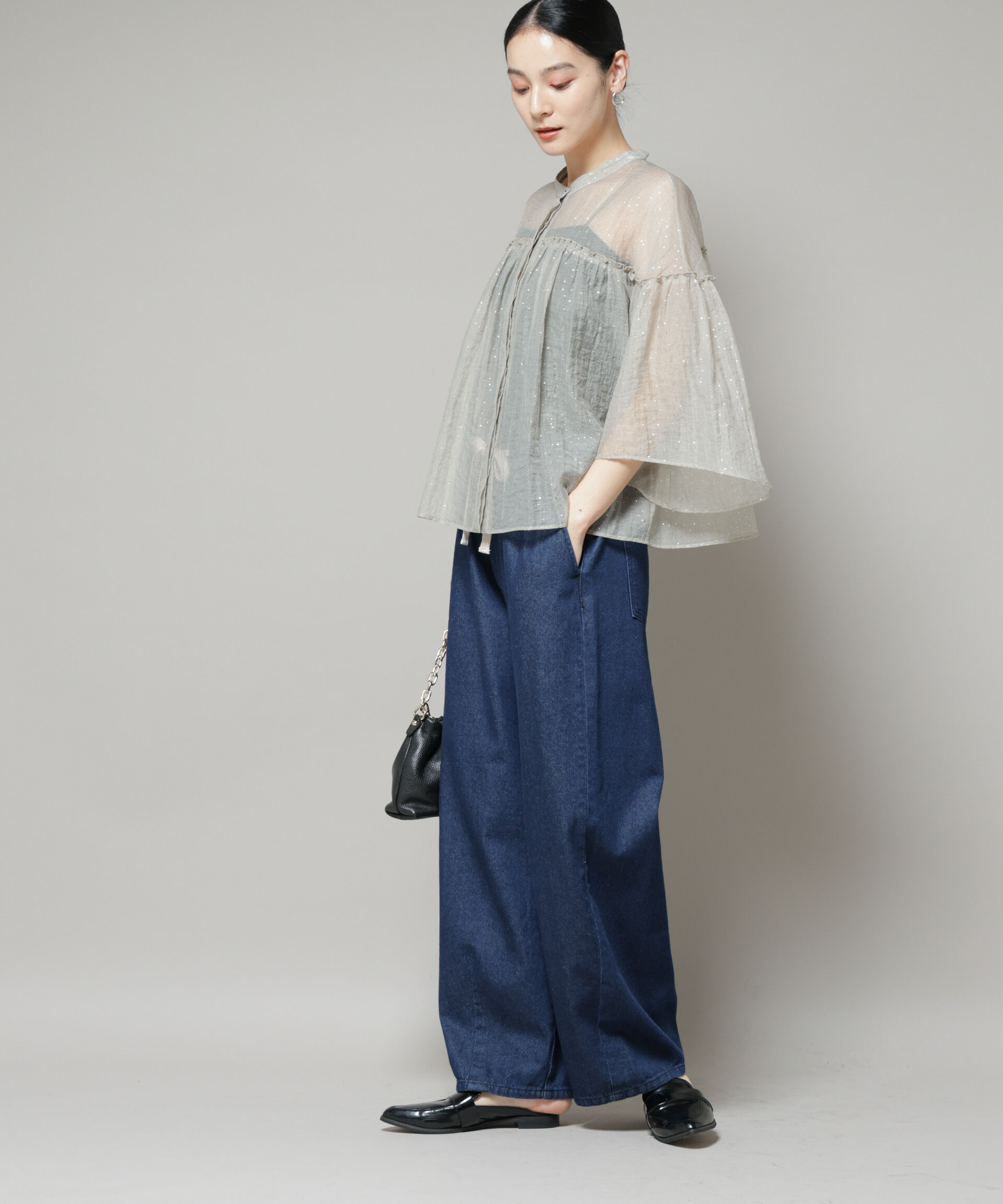 nano･universe「ドロストデニムパンツ(セットアップ可)」|チノ|