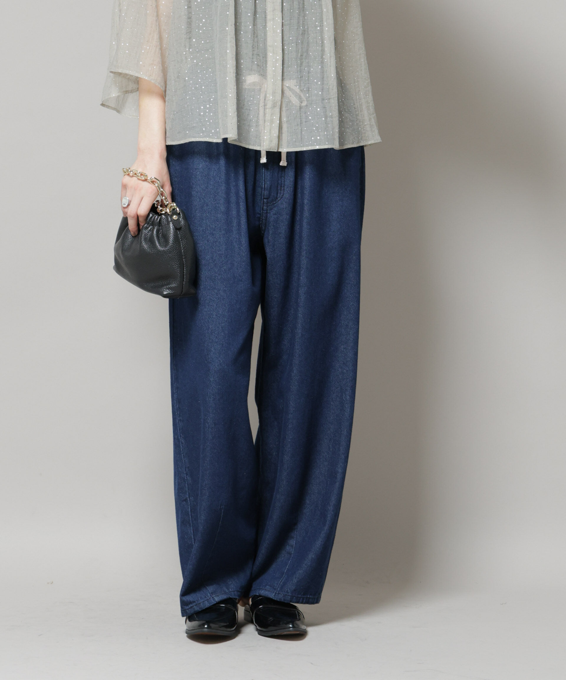 nano･universe「ドロストデニムパンツ(セットアップ可)」|チノ|