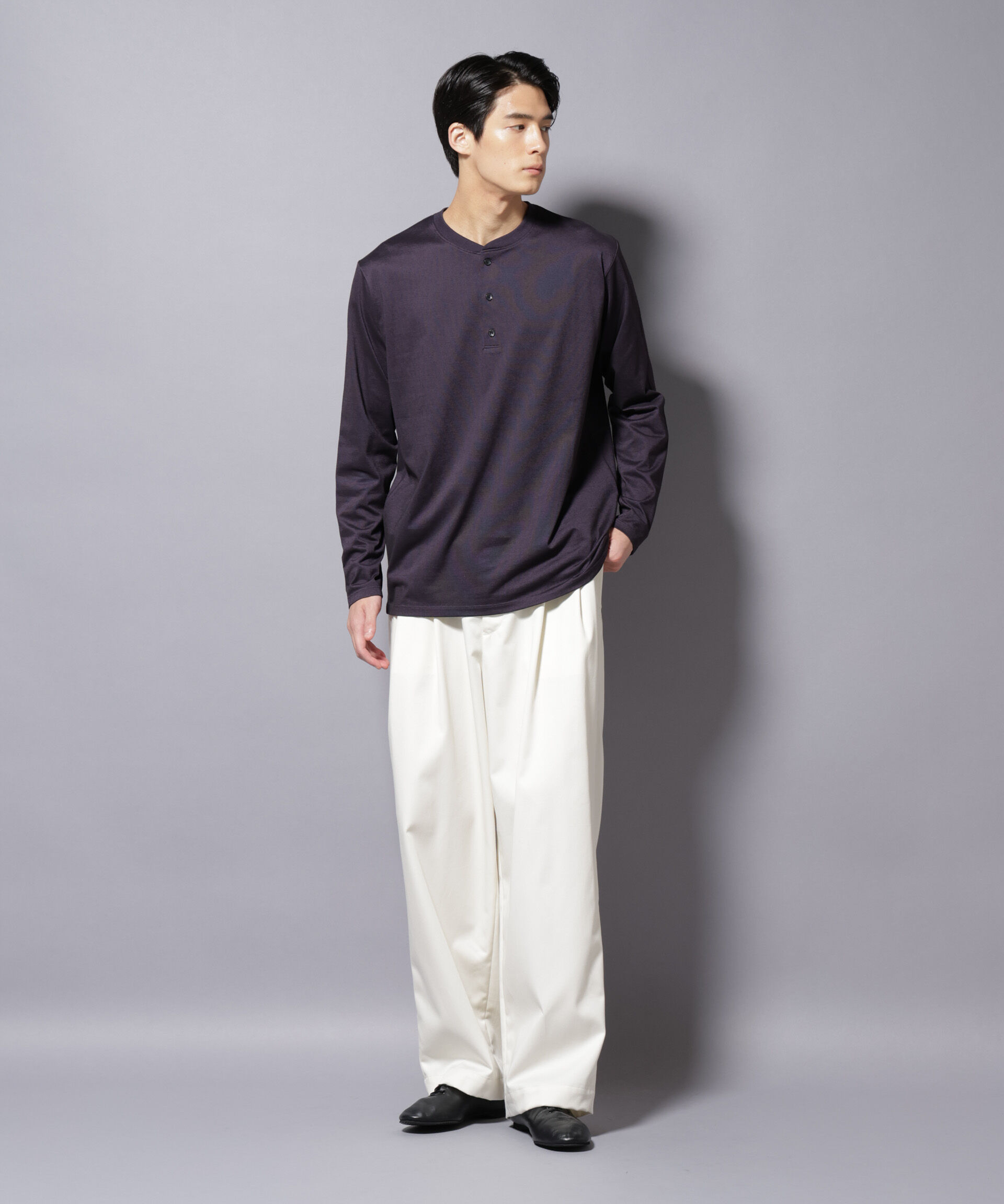 nano･universe「ソラーロライトストレッチヘンリーネックTシャツ 長袖」|Tシャツ・カットソー|