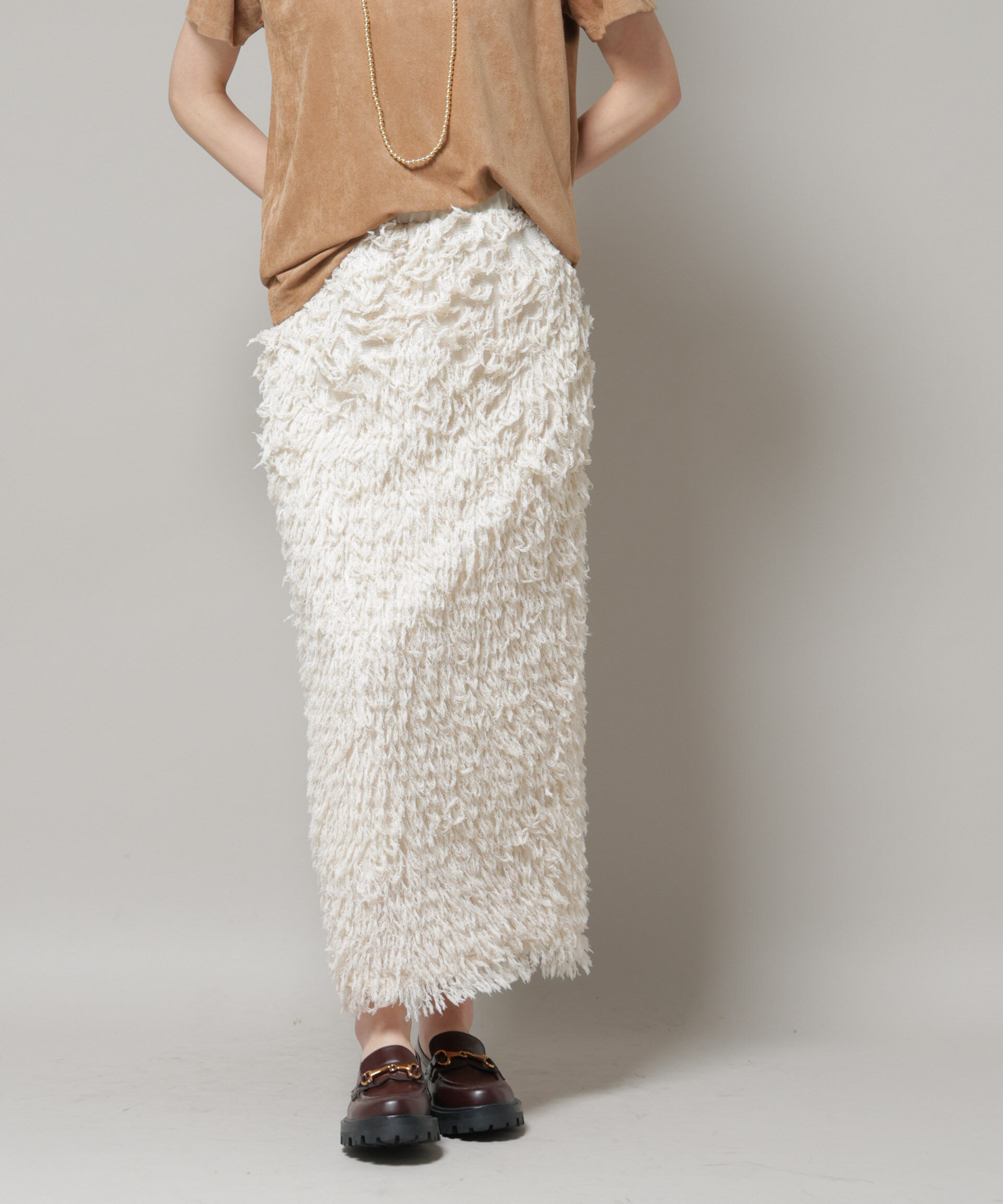 nano･universe「フリンジタイトスカート」|スカート|アイボリー7