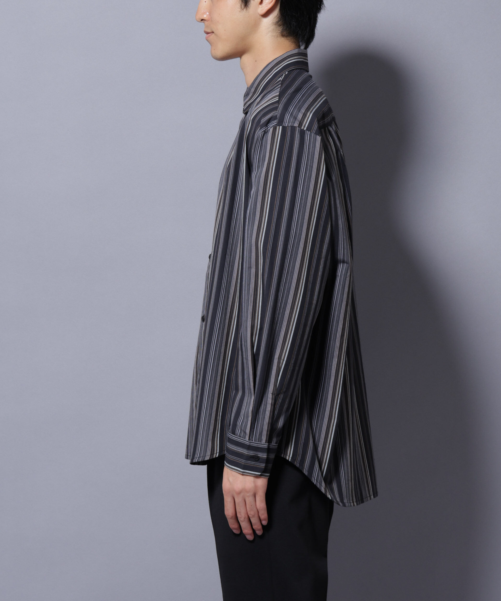 nano･universe「ランダムストライプシャツ 長袖」|シャツ・ブラウス|