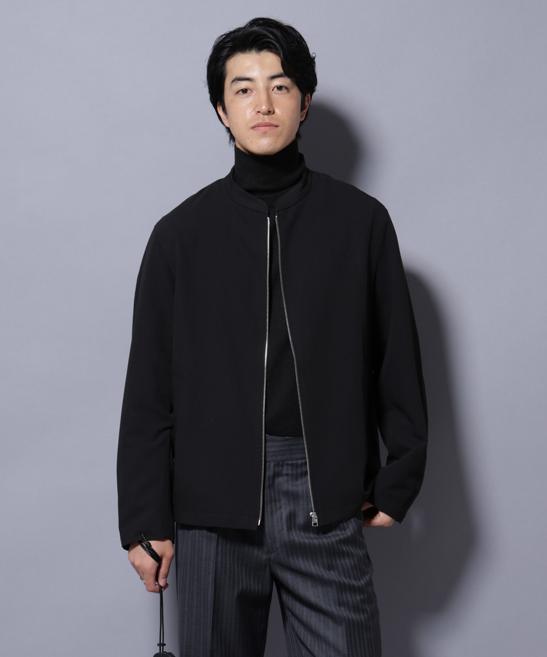 nano･universe「TR シングルライダースブルゾン」|ブルゾン・スタジャン|