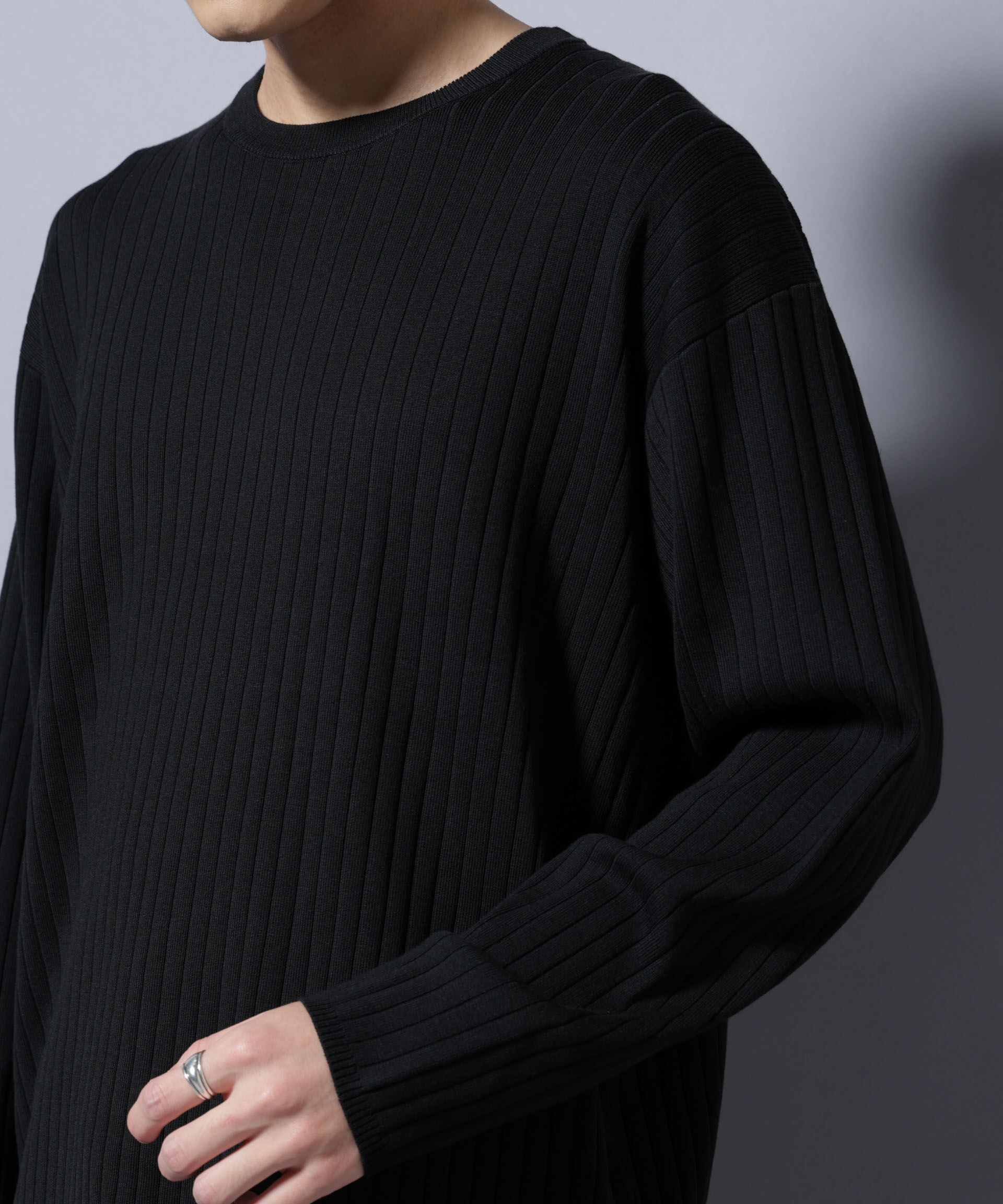 nano･universe「CICA&UVカット リブニットクルーネック」|ニット・セーター|