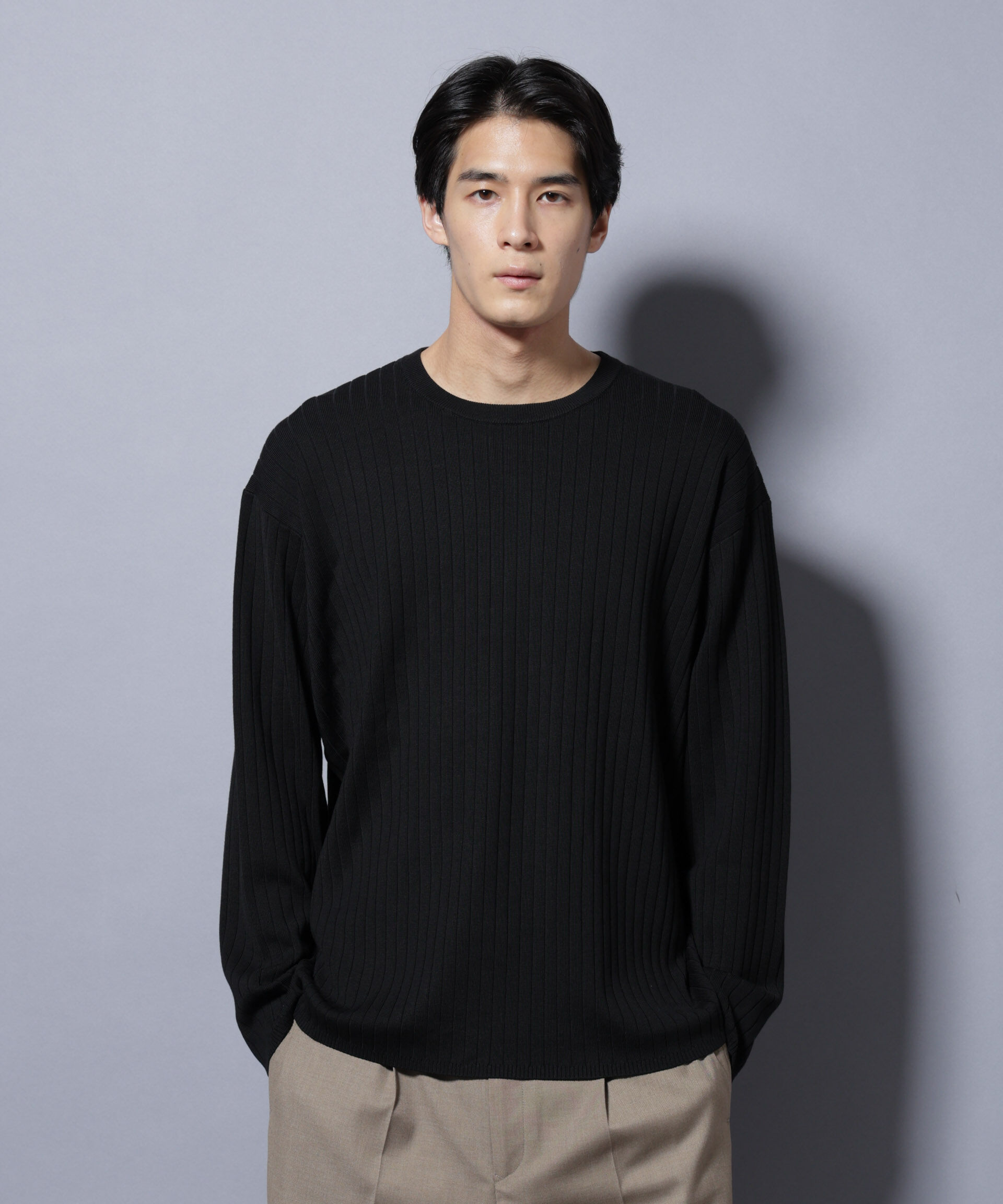 nano･universe「CICA&UVカット リブニットクルーネック」|ニット・セーター|