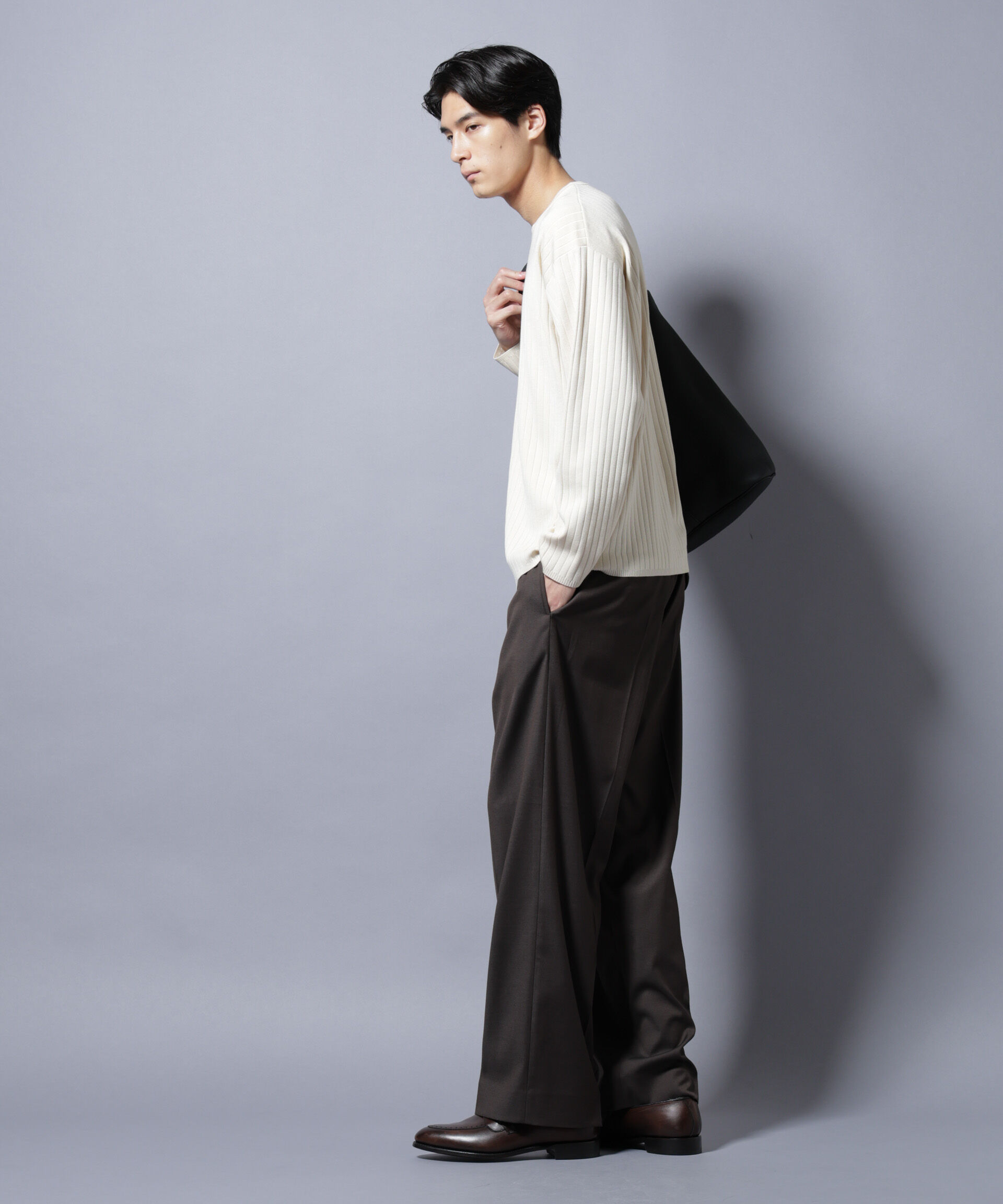 nano･universe「CICA&UVカット リブニットクルーネック」|ニット・セーター|