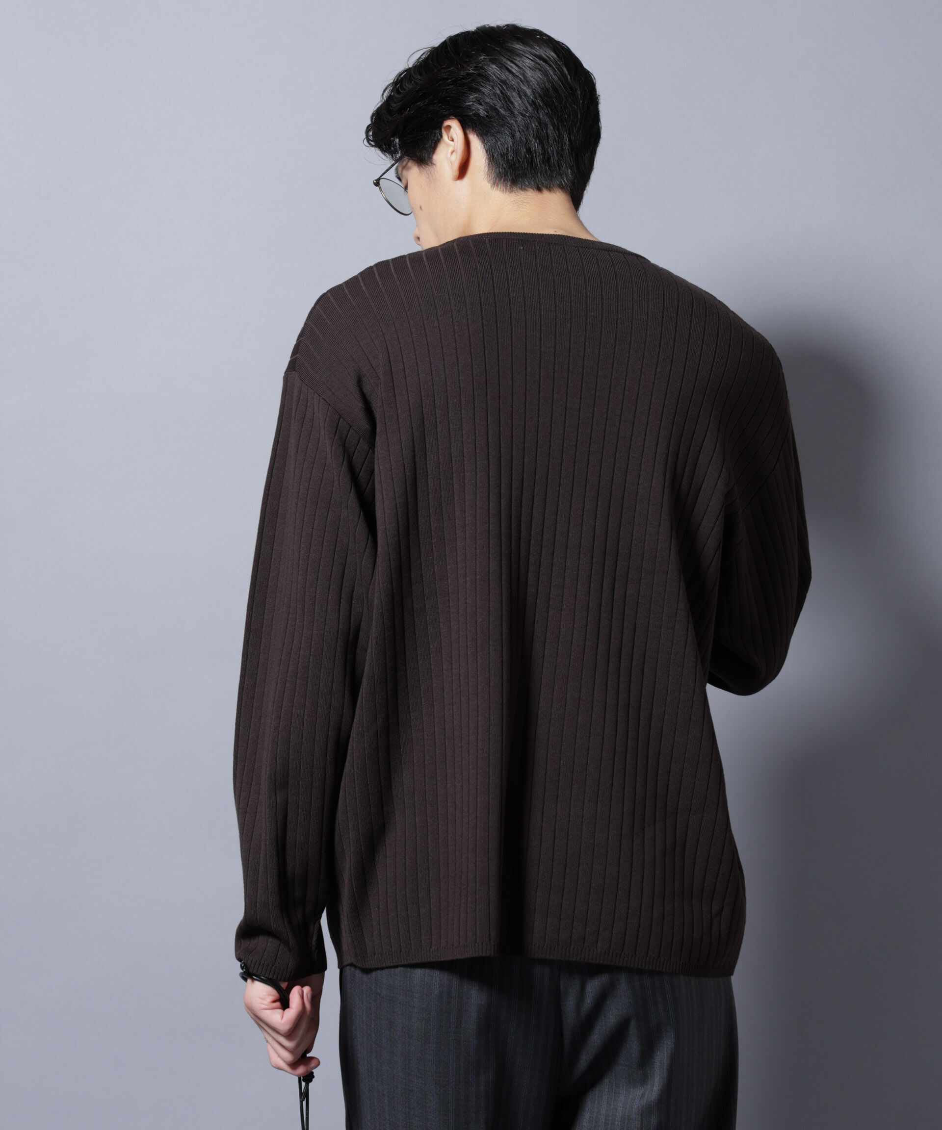 nano･universe「CICA&UVカット リブニットクルーネック」|ニット・セーター|