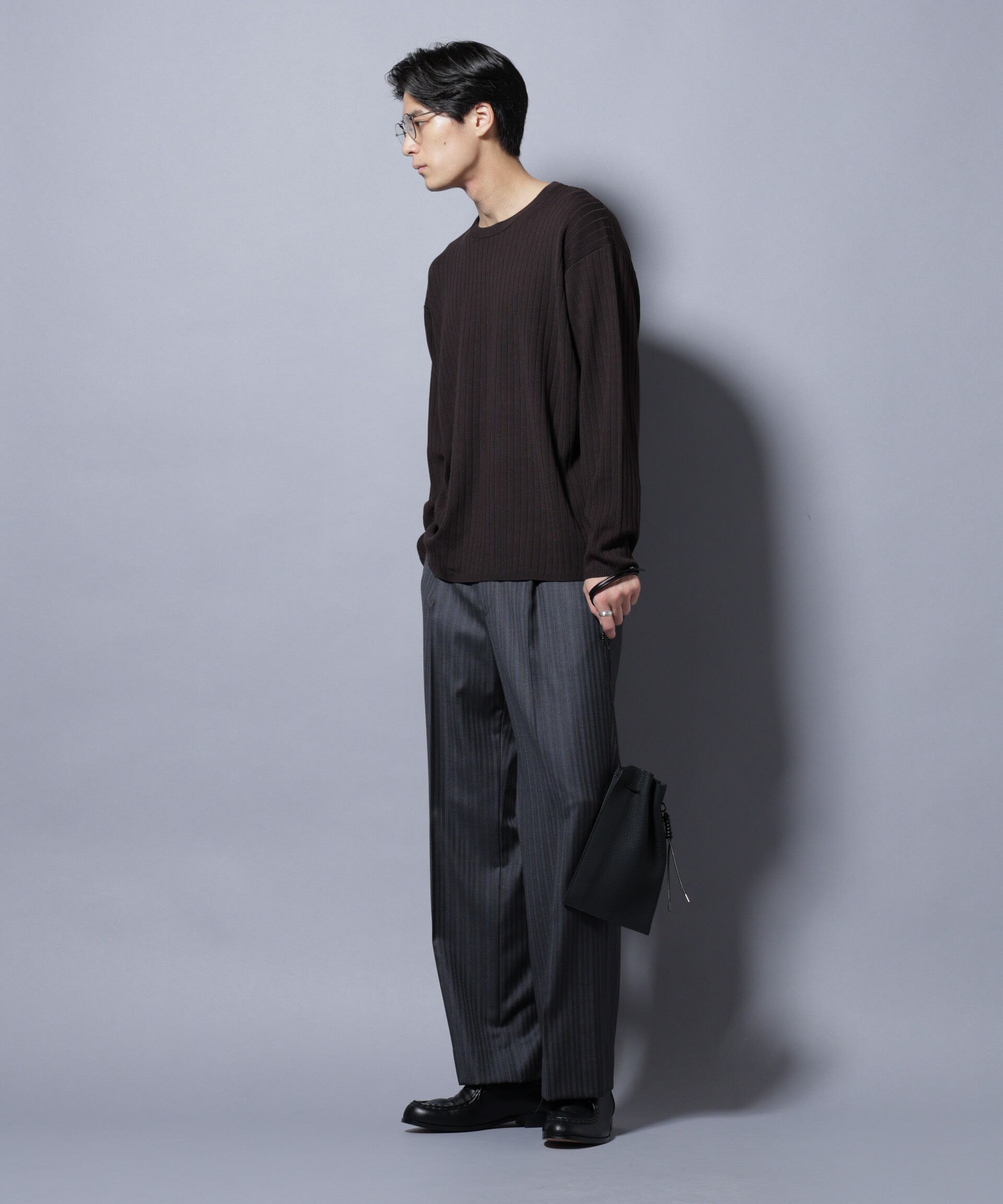 nano･universe「CICA&UVカット リブニットクルーネック」|ニット・セーター|