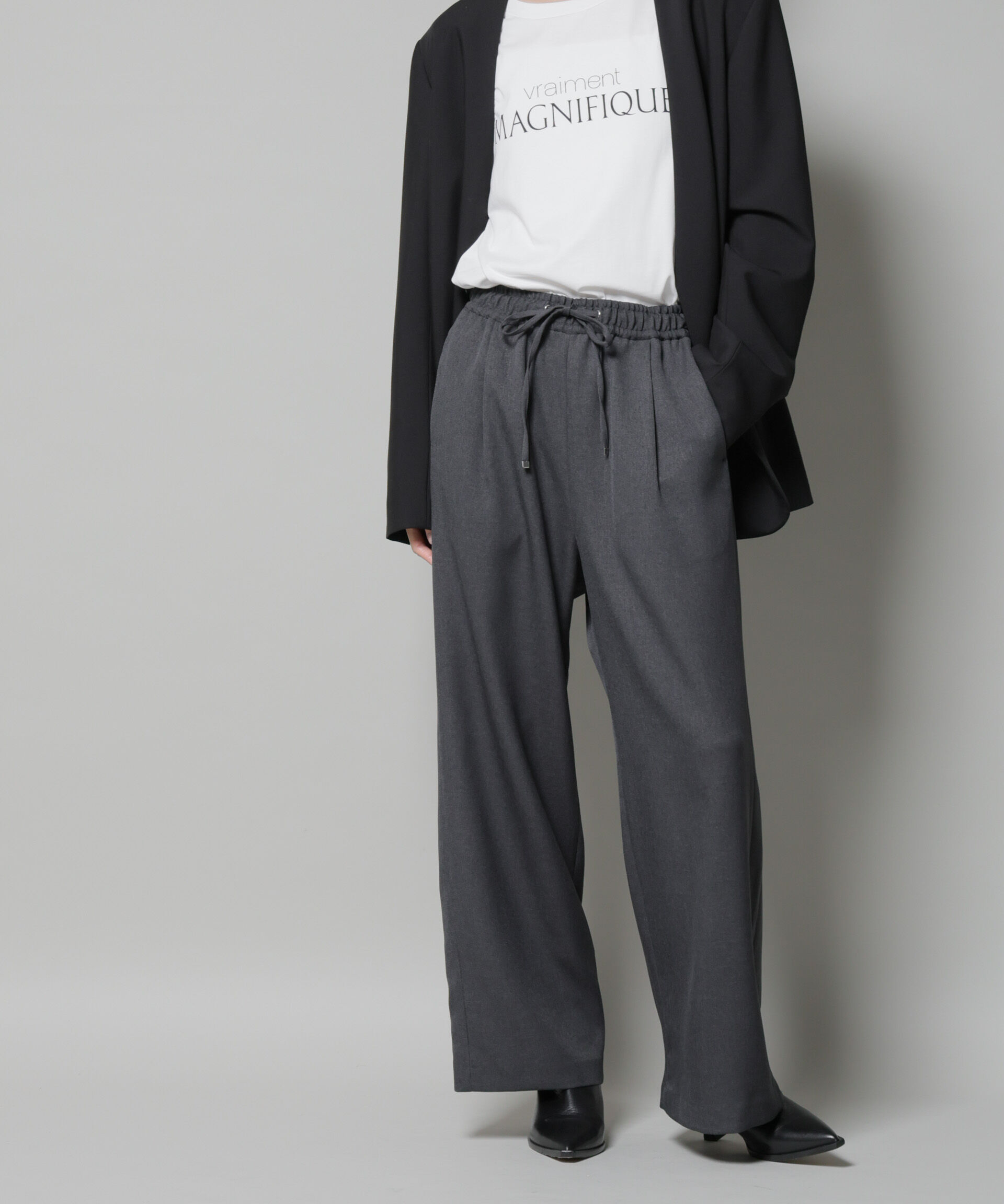 nano･universe「ｳｰﾙﾗｲｸﾎﾟﾘｴｽﾃﾙｻｲﾄﾞﾗｲﾝ切り替えﾄﾞﾛｽﾄﾊﾟﾝﾂ(」|チノ|チャコール3