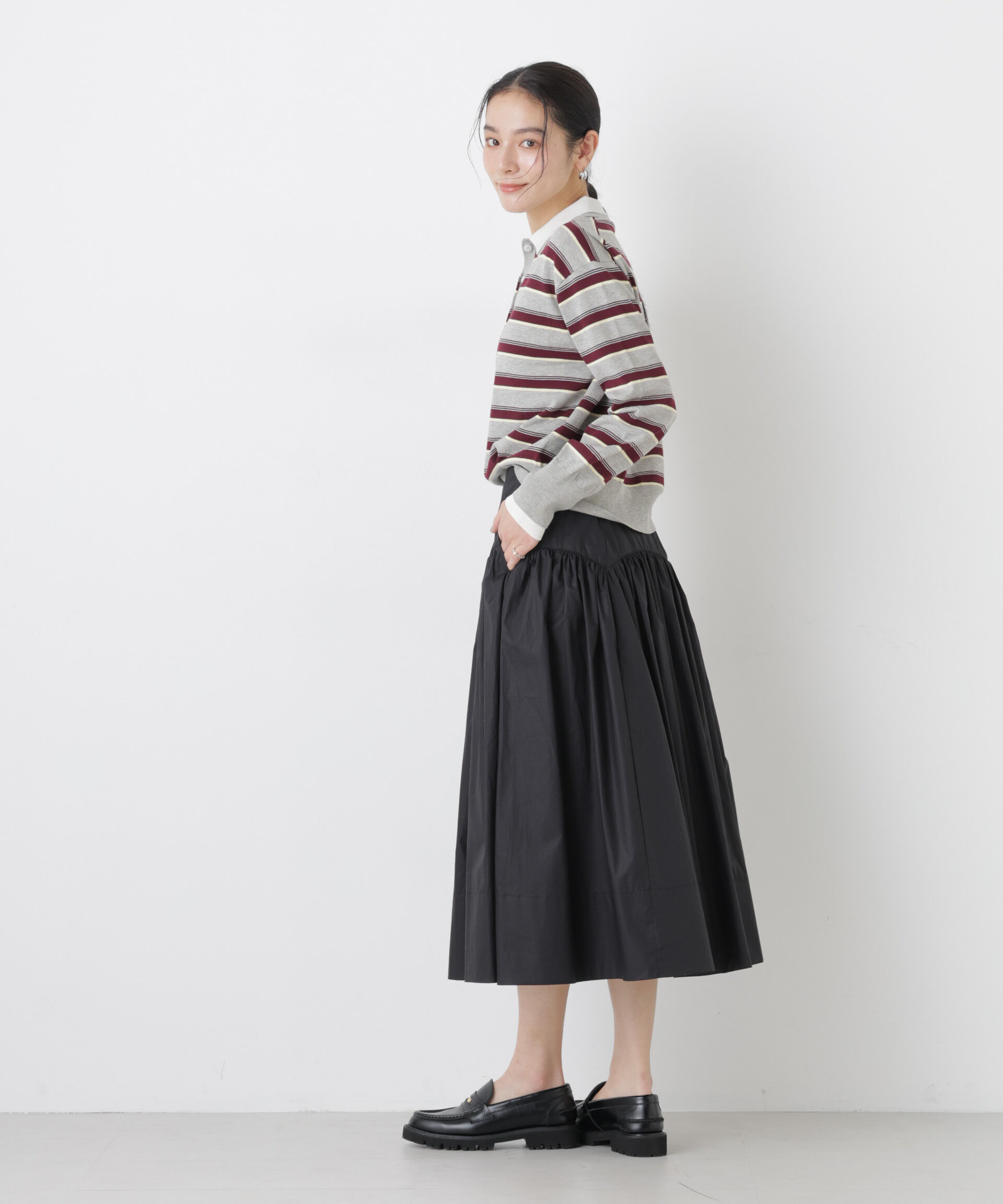 nano･universe「ローギャザーミディスカート」|スカート|