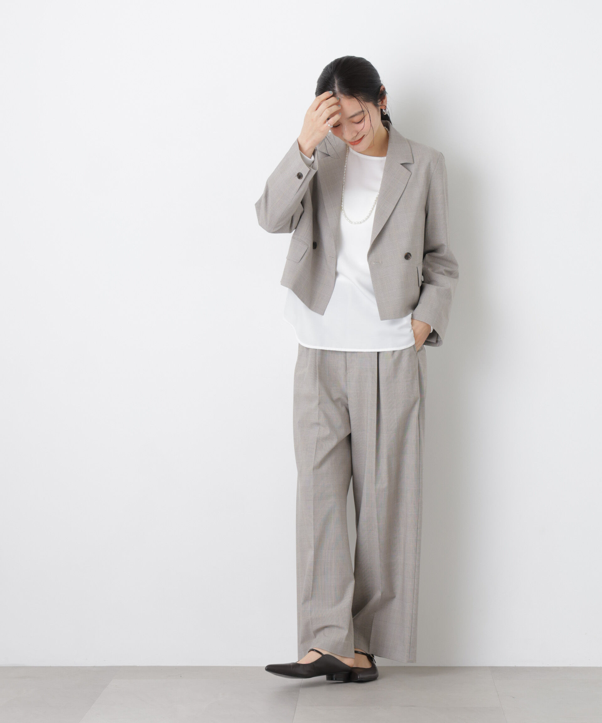 nano･universe「トロストレッチショートダブルジャケット(セットアップ可)」|テーラードジャケット|