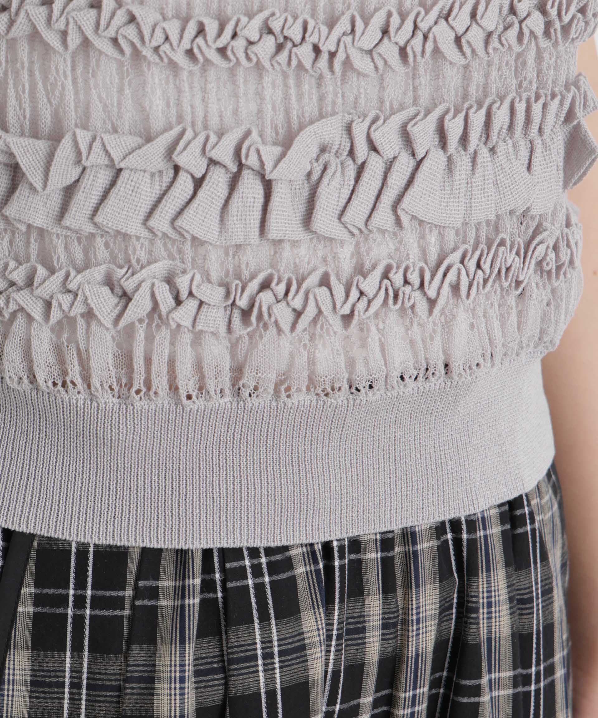 nano･universe「フリルシャーリングコンパクトニット」|ニット・セーター|