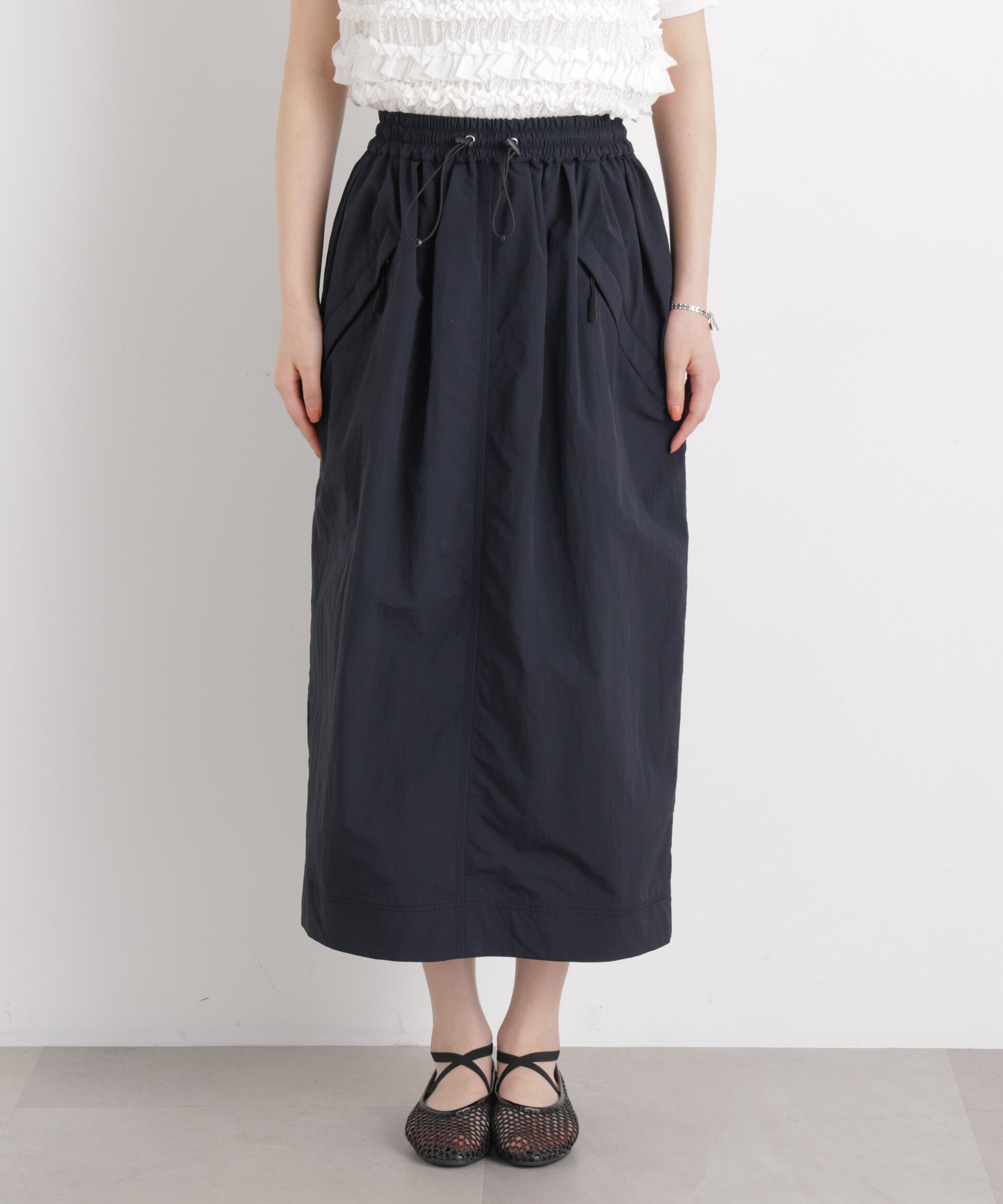 nano･universe「ギャザージップミディスカート」|スカート|