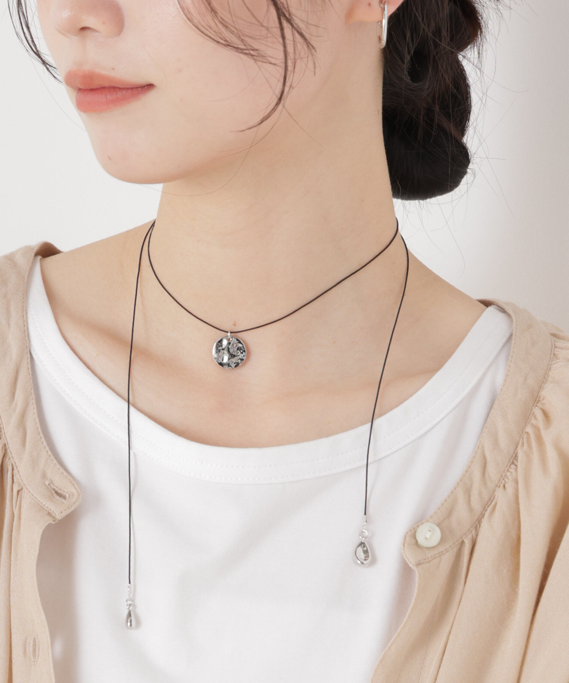 nano･universe「長さ調整可アジャスターコードネックレス」|ネックレス|シルバー