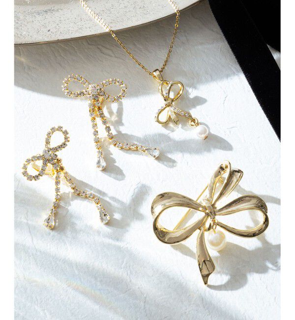 組曲「【好評につき追加販売】ダイヤレーンリボンイヤリング」|イヤリング|